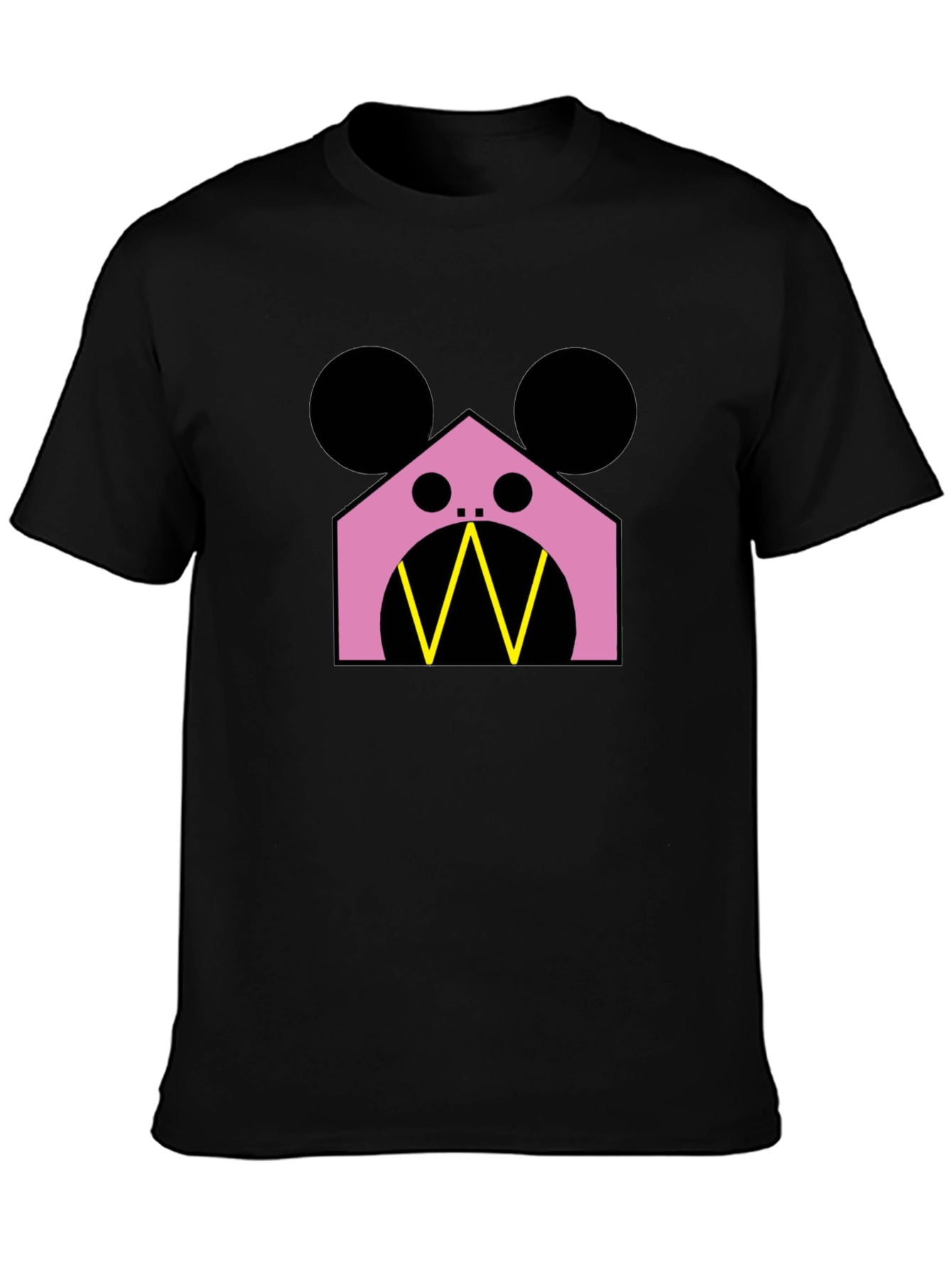 Pink Monster Graphic Black T-Shirt