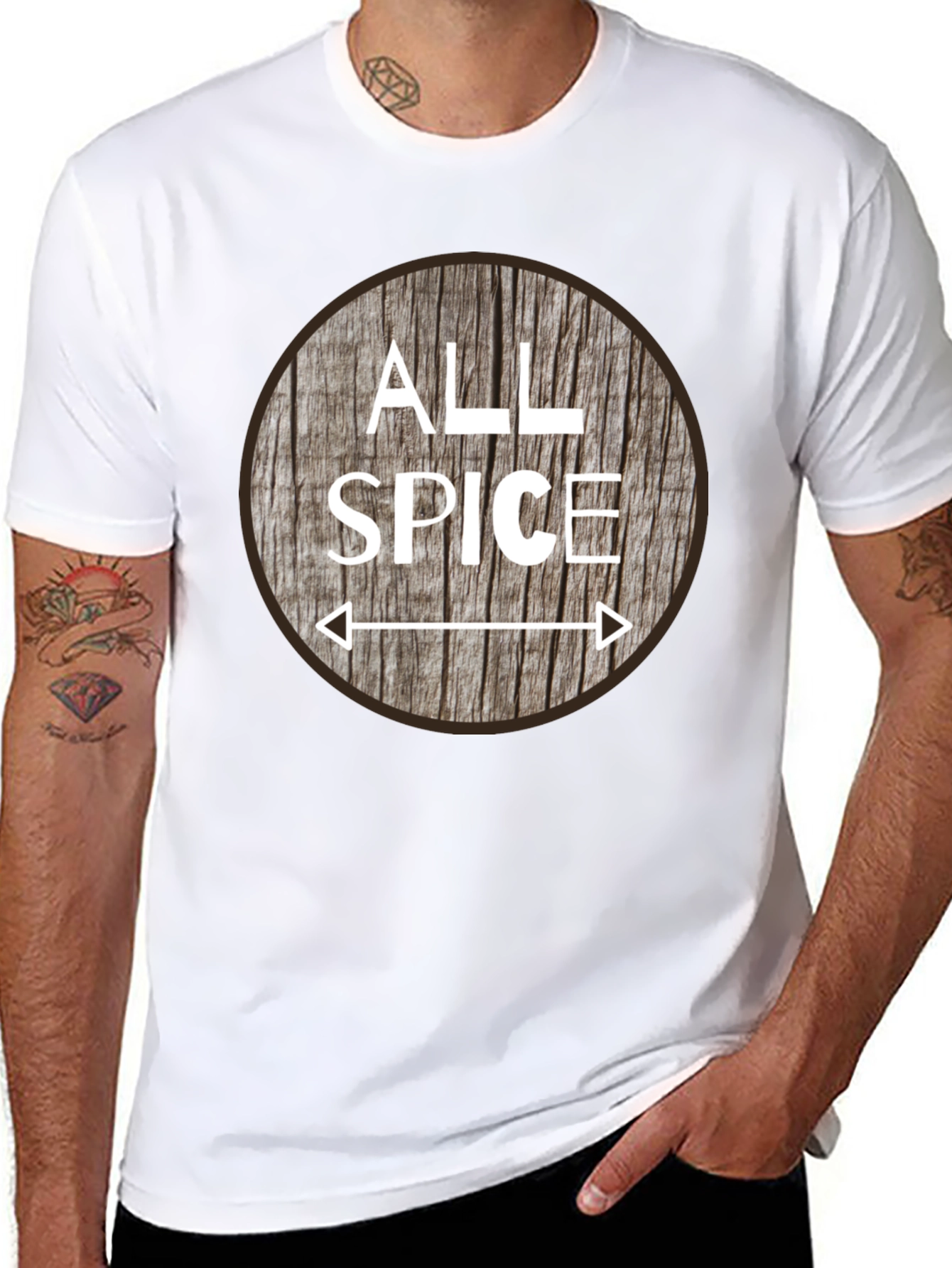 All Spice Graphic T-Shirt Wood Grain Design