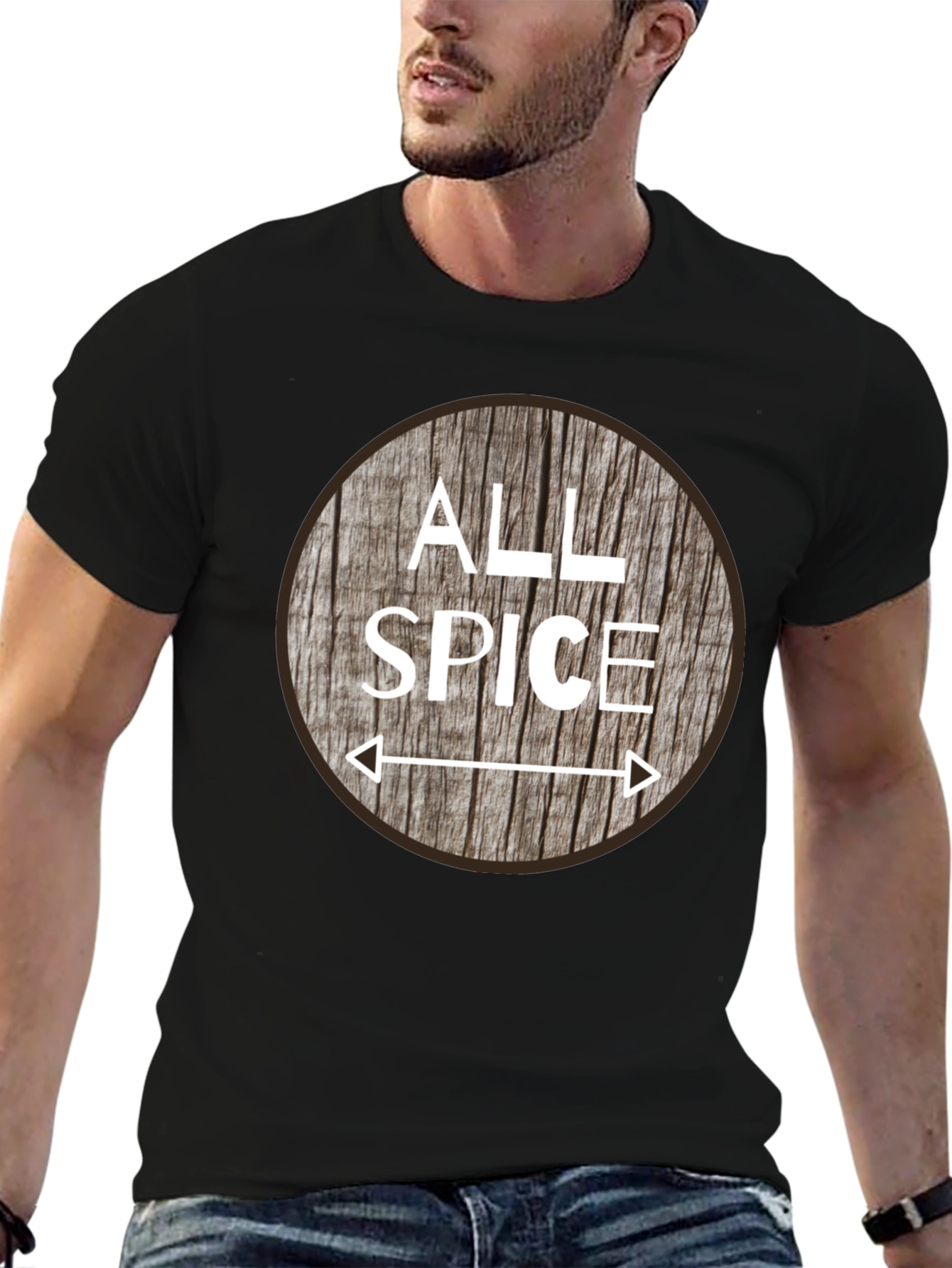 All Spice Graphic T-Shirt Wood Grain Design
