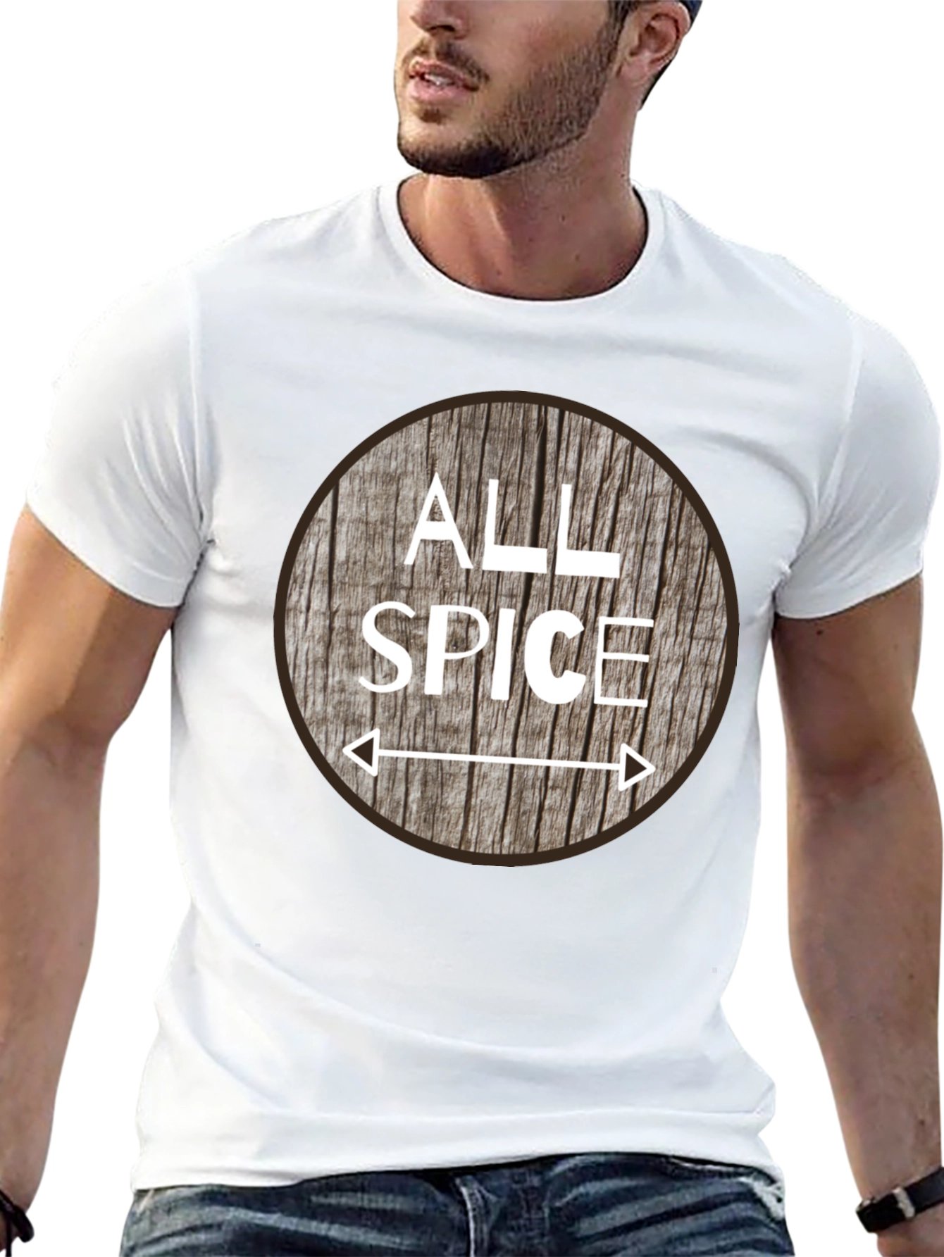 All Spice Graphic T-Shirt Wood Grain Design