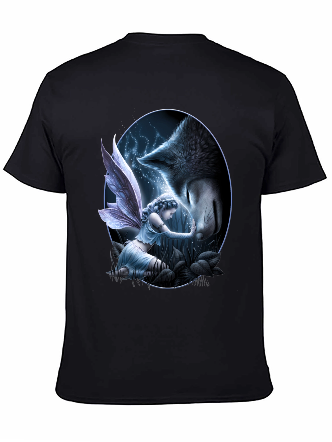 Fairy & Wolf Graphic Tee - Mystical Creature Design