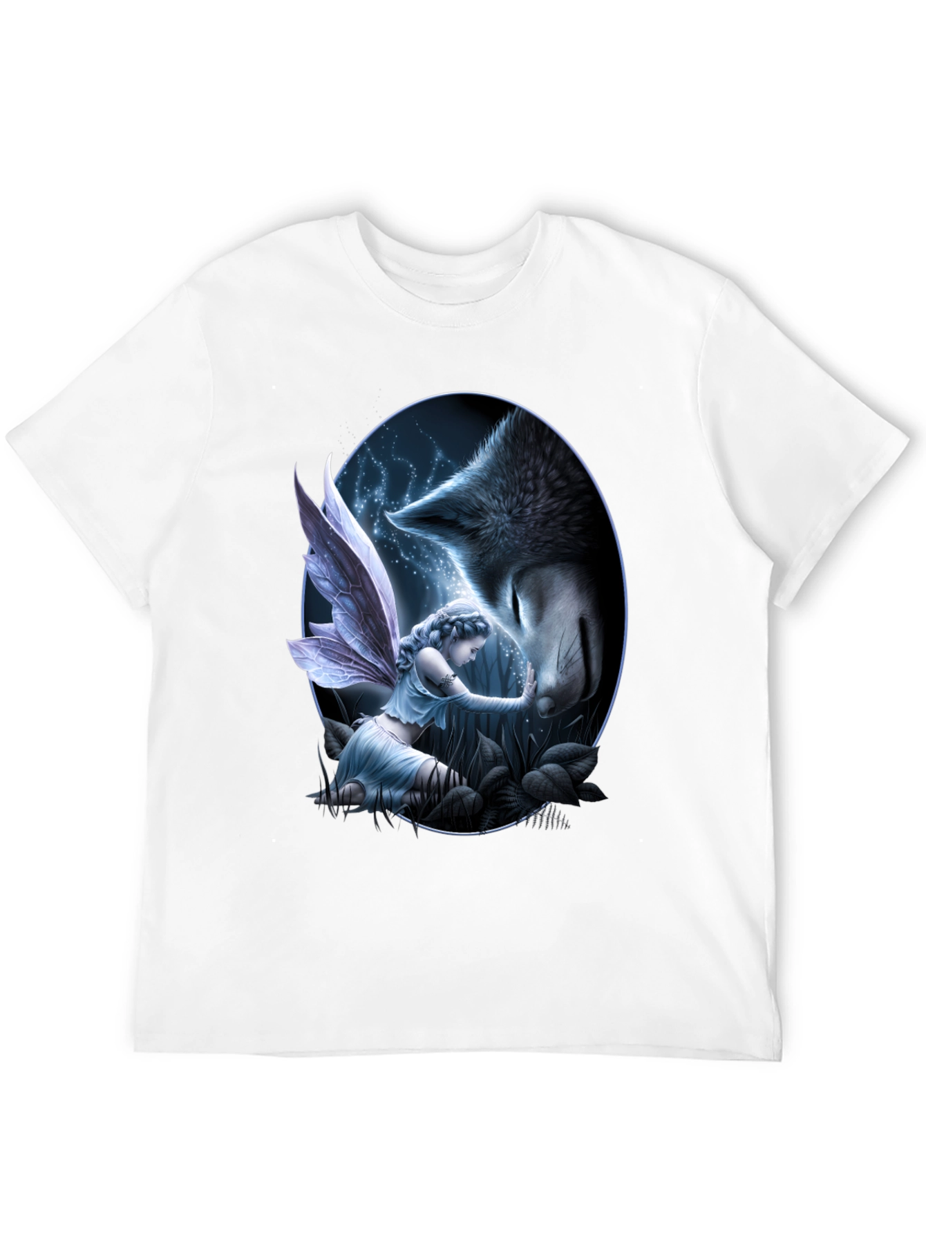 Fairy & Wolf Graphic Tee - Mystical Creature Design