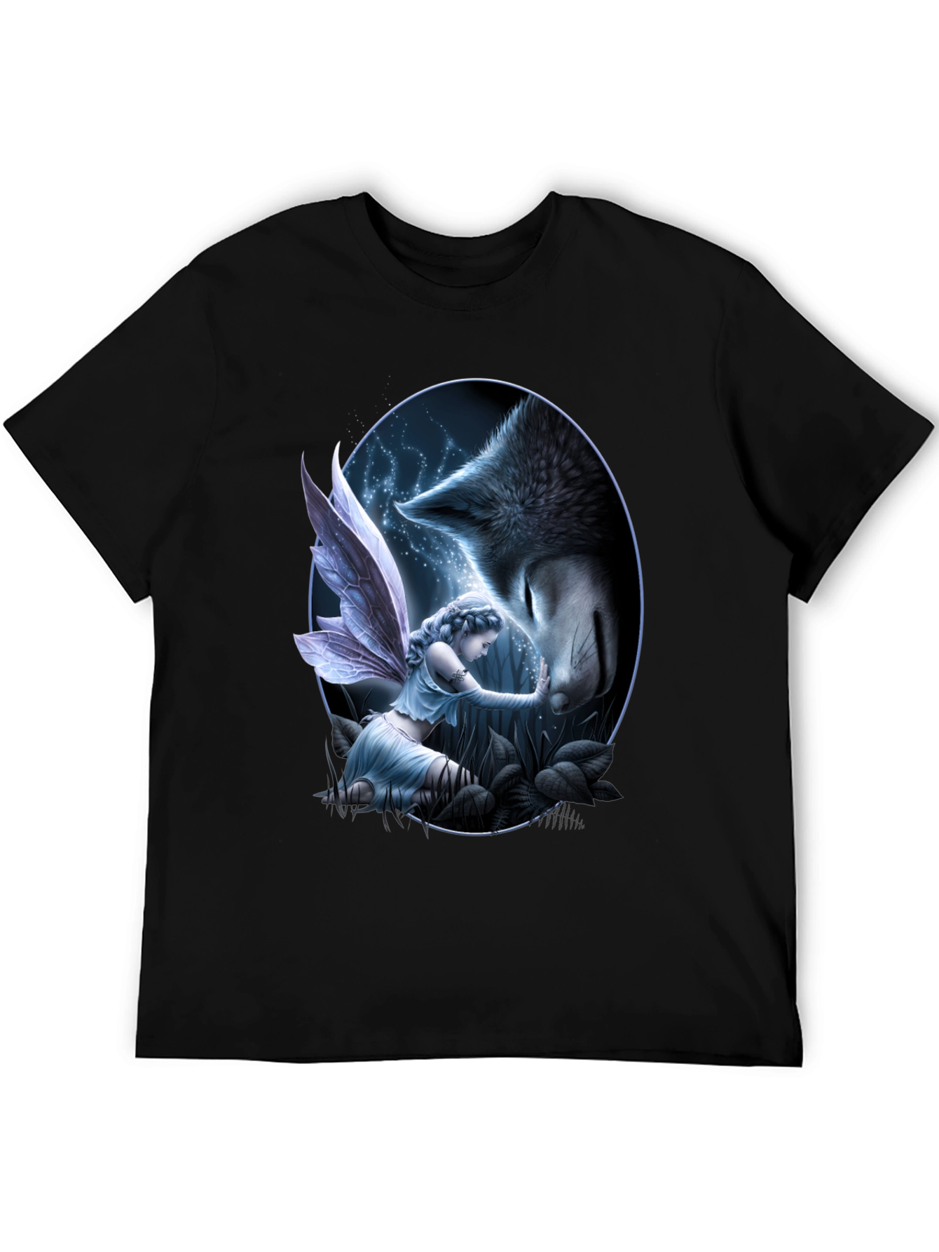 Fairy & Wolf Graphic Tee - Mystical Creature Design