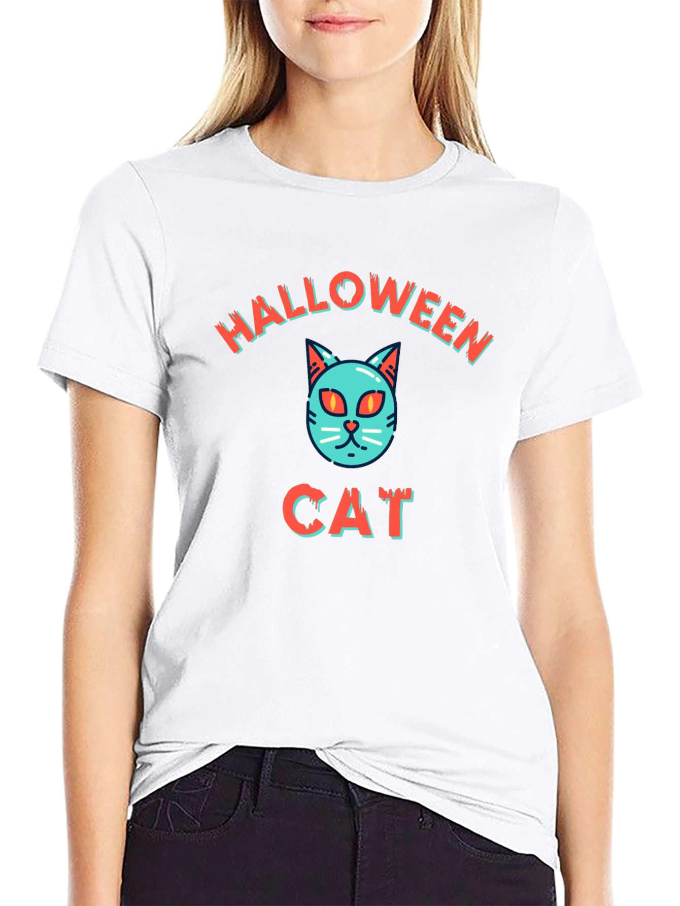 Halloween Cat T-Shirt - Spooky Season Style