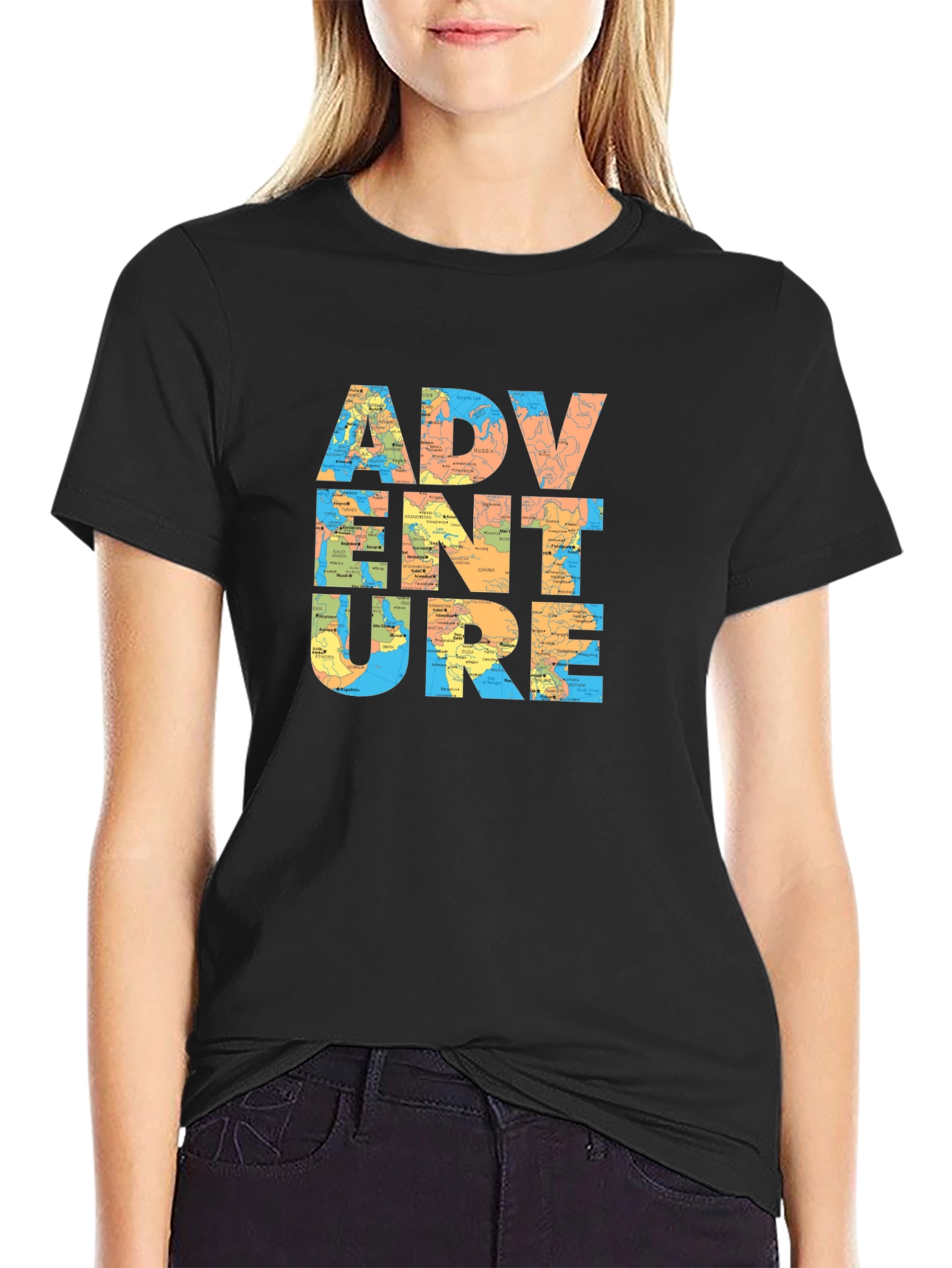 Adventure Awaits Black Graphic Tee