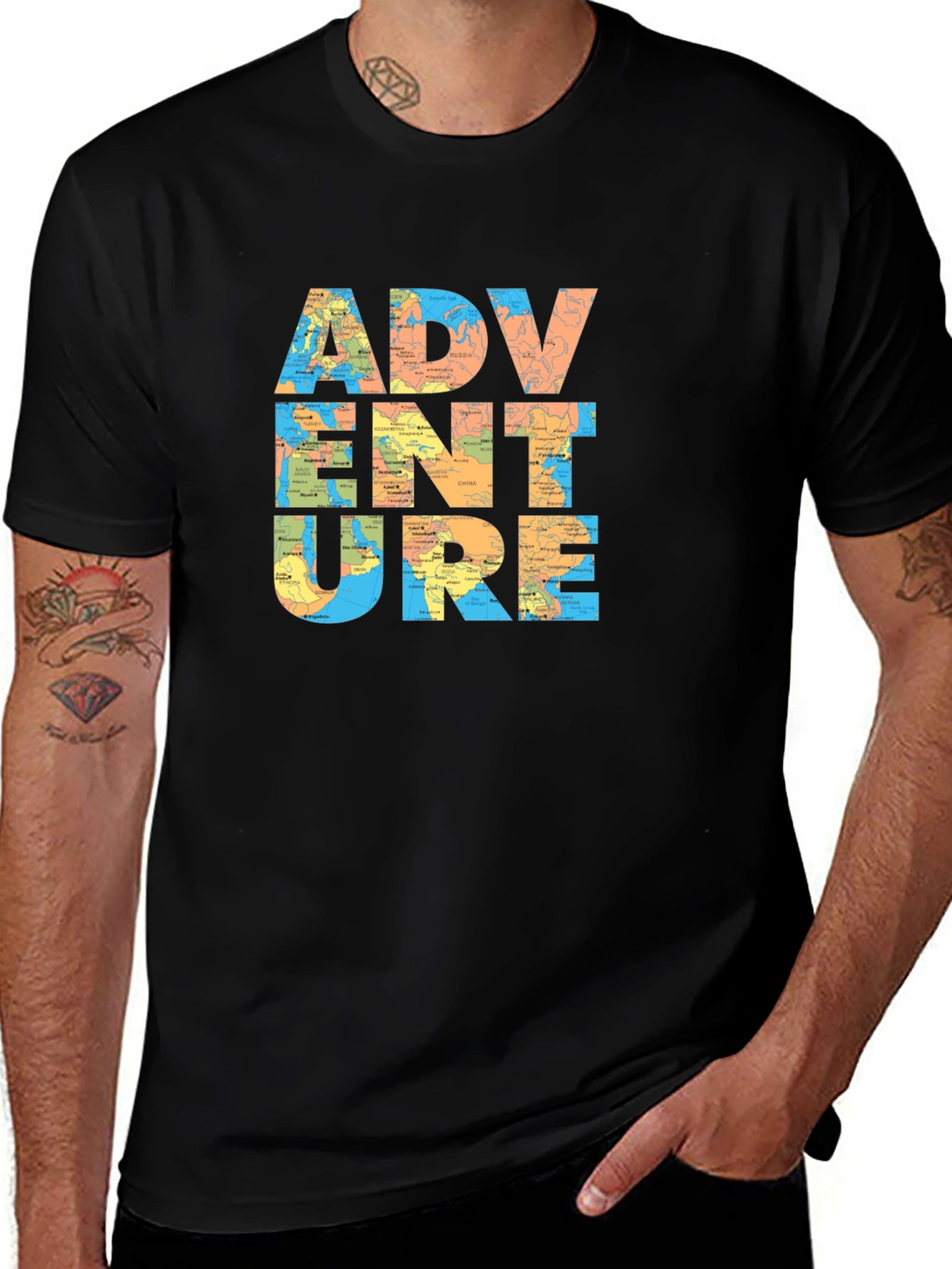 Adventure Awaits Black Graphic Tee