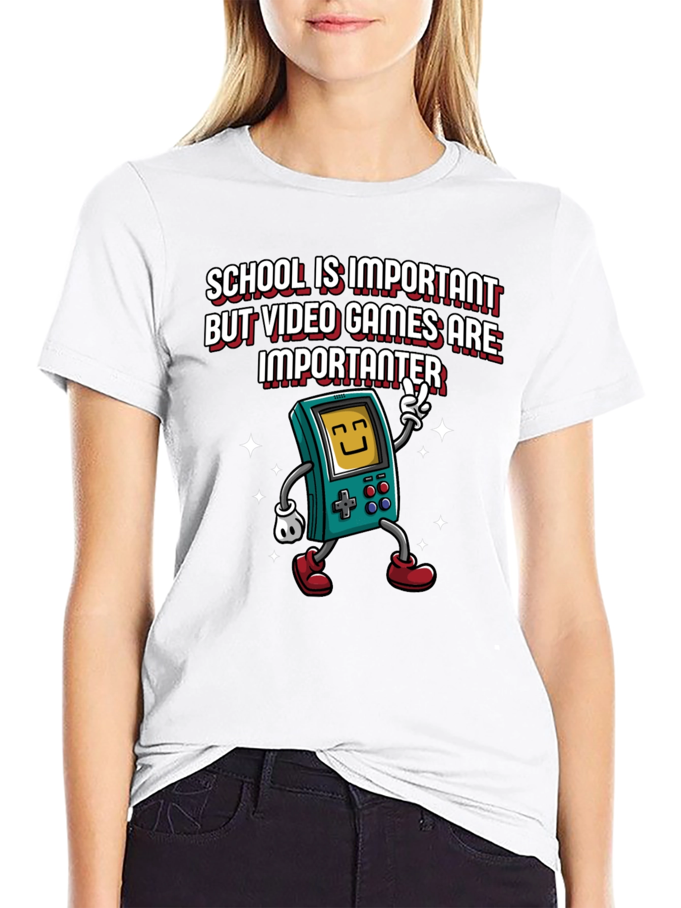 Video Game Lovers Tee: School vs Games
