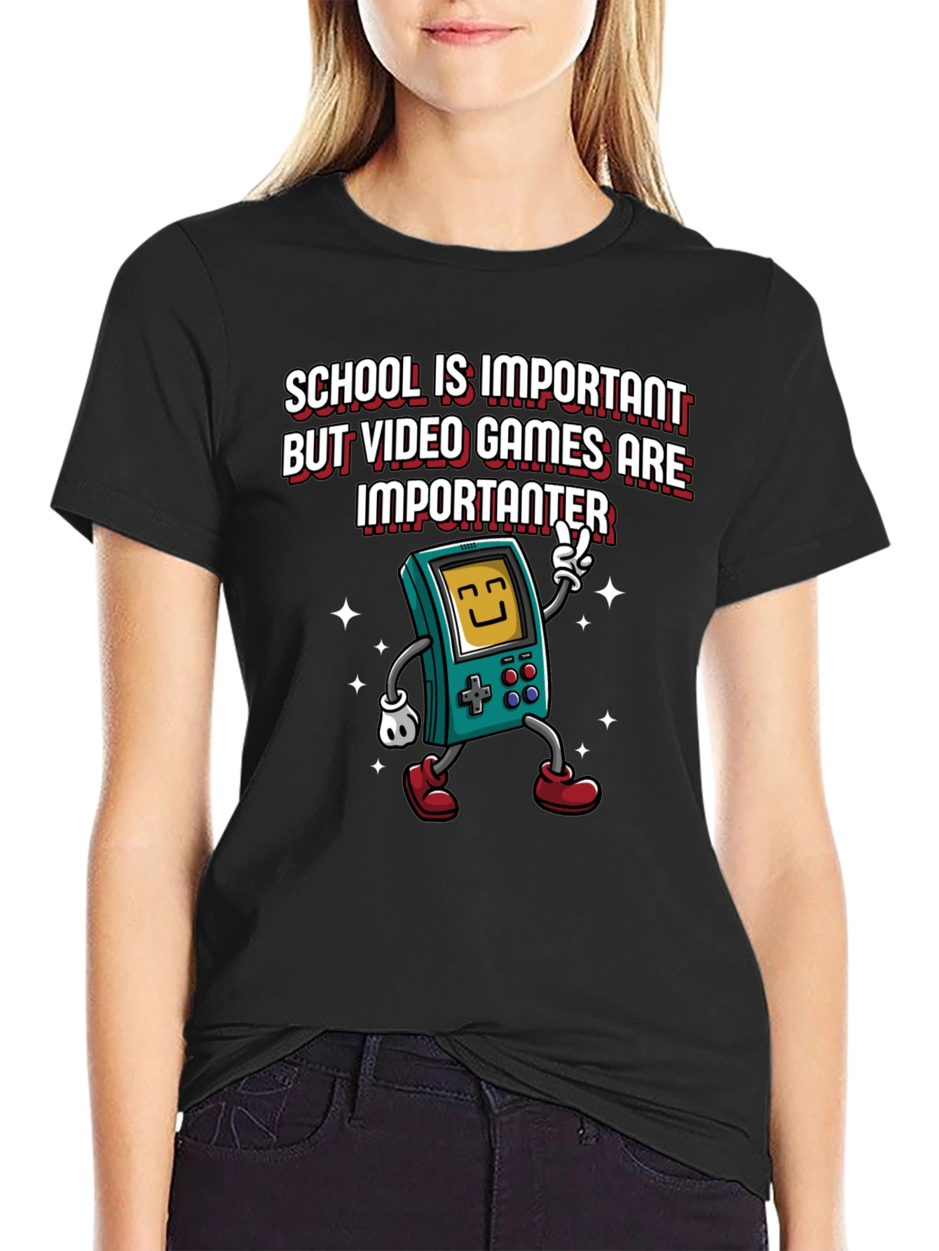 Video Game Lovers Tee: School vs Games
