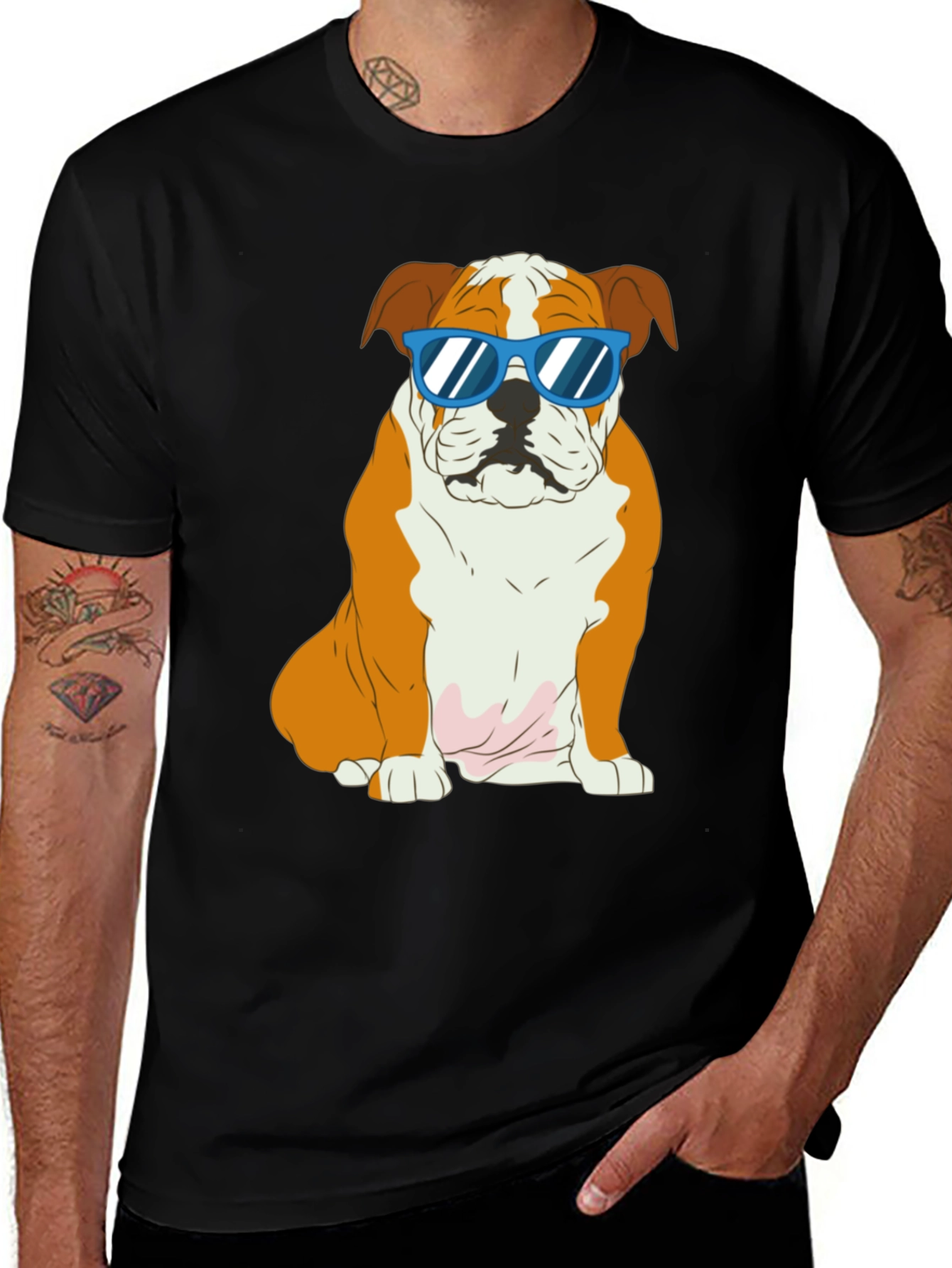 Cool Bulldog Graphic T-Shirt - Black