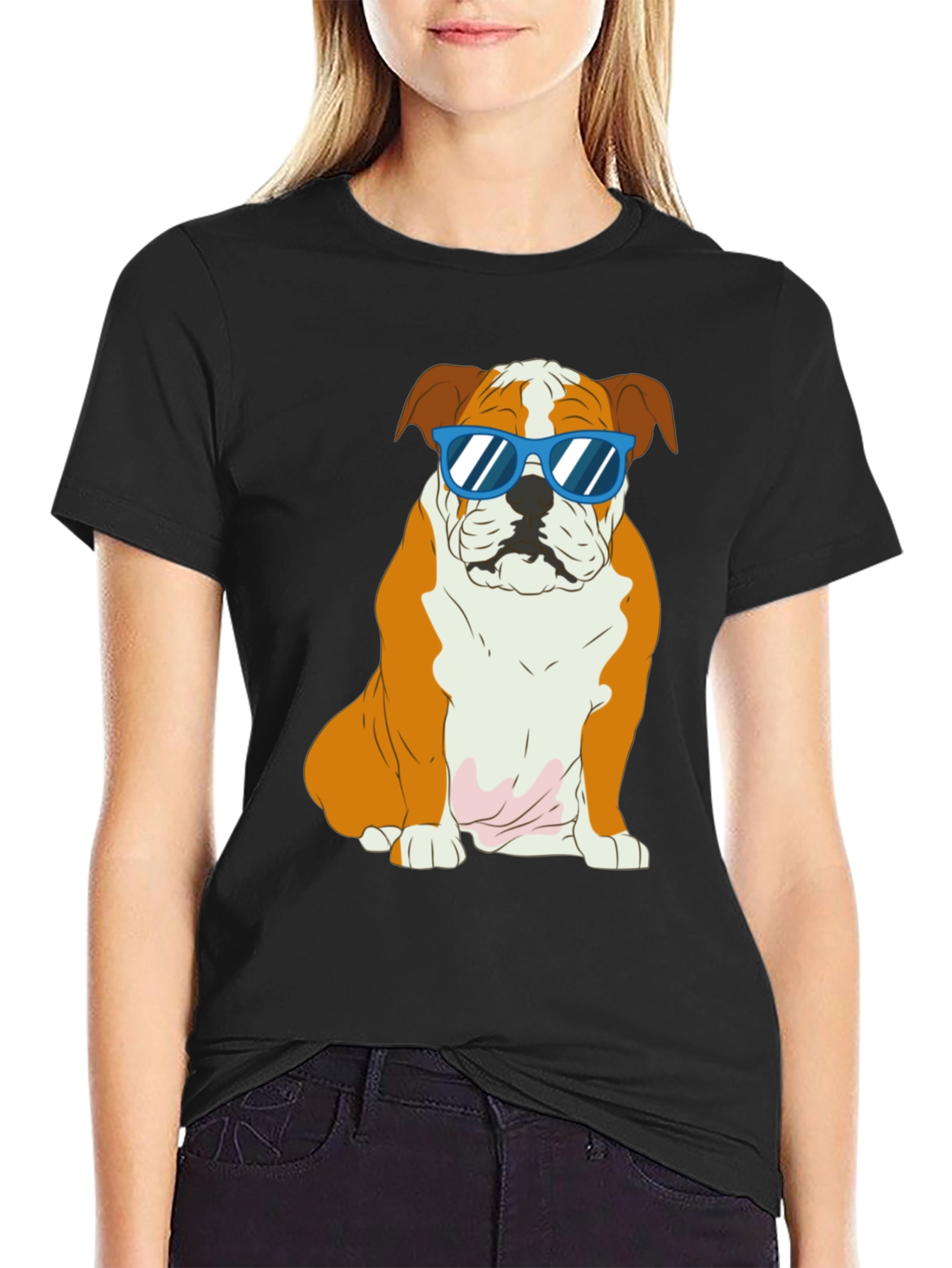 Cool Bulldog Graphic T-Shirt - Black