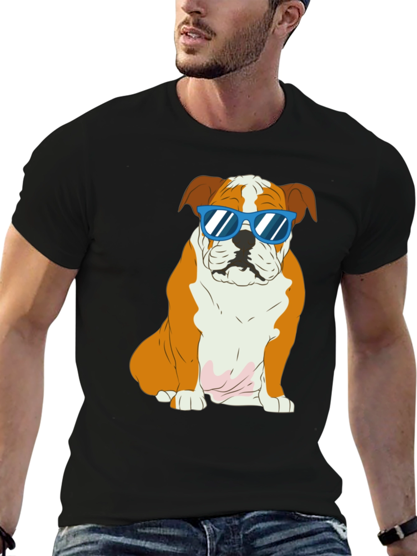 Cool Bulldog Graphic T-Shirt - Black