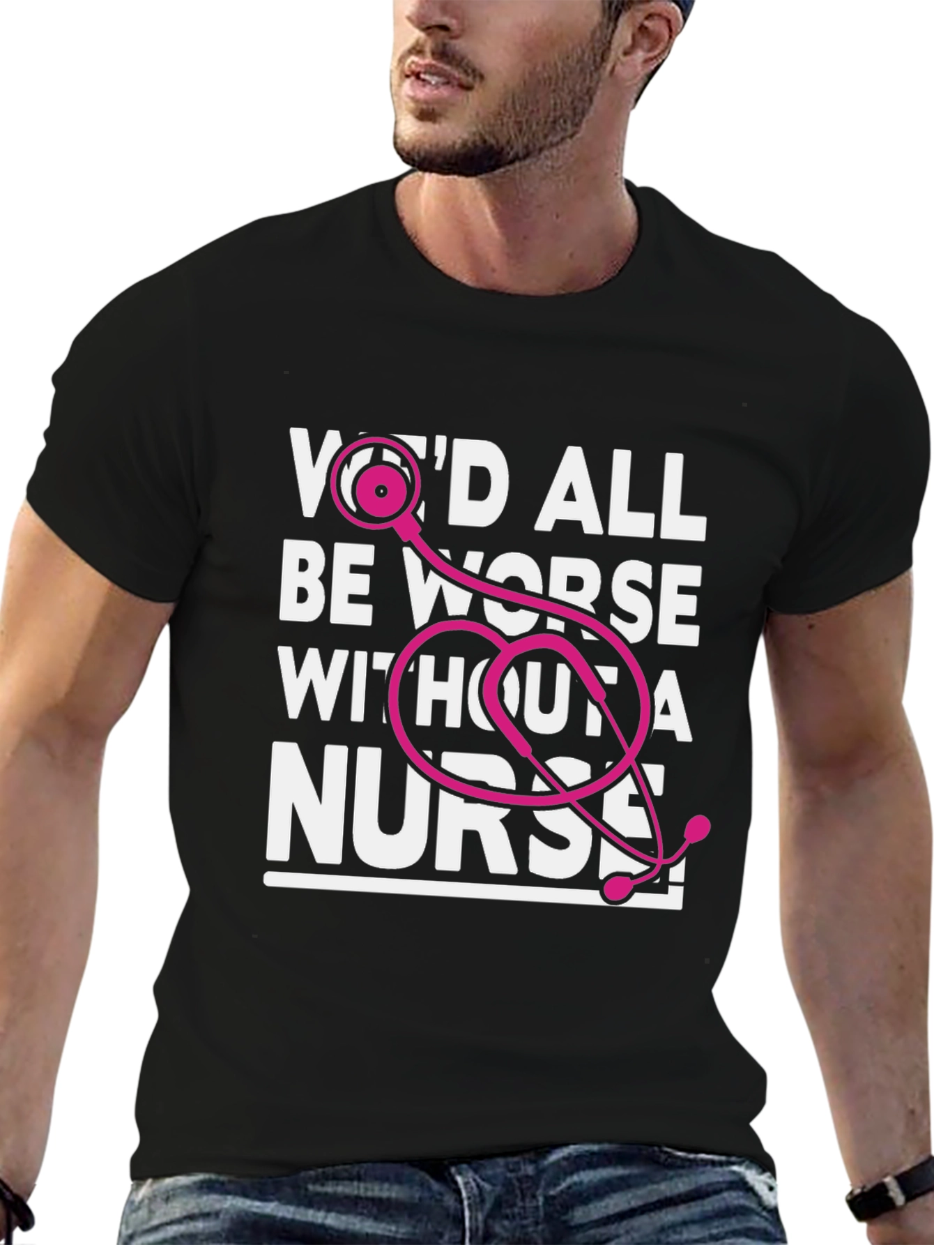 Nurse Appreciation Graphic Tee - Pink Stethoscope Design