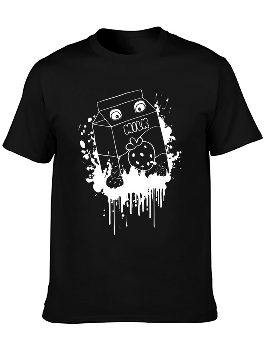 Funny Milk Cartoon Graphic T-Shirt