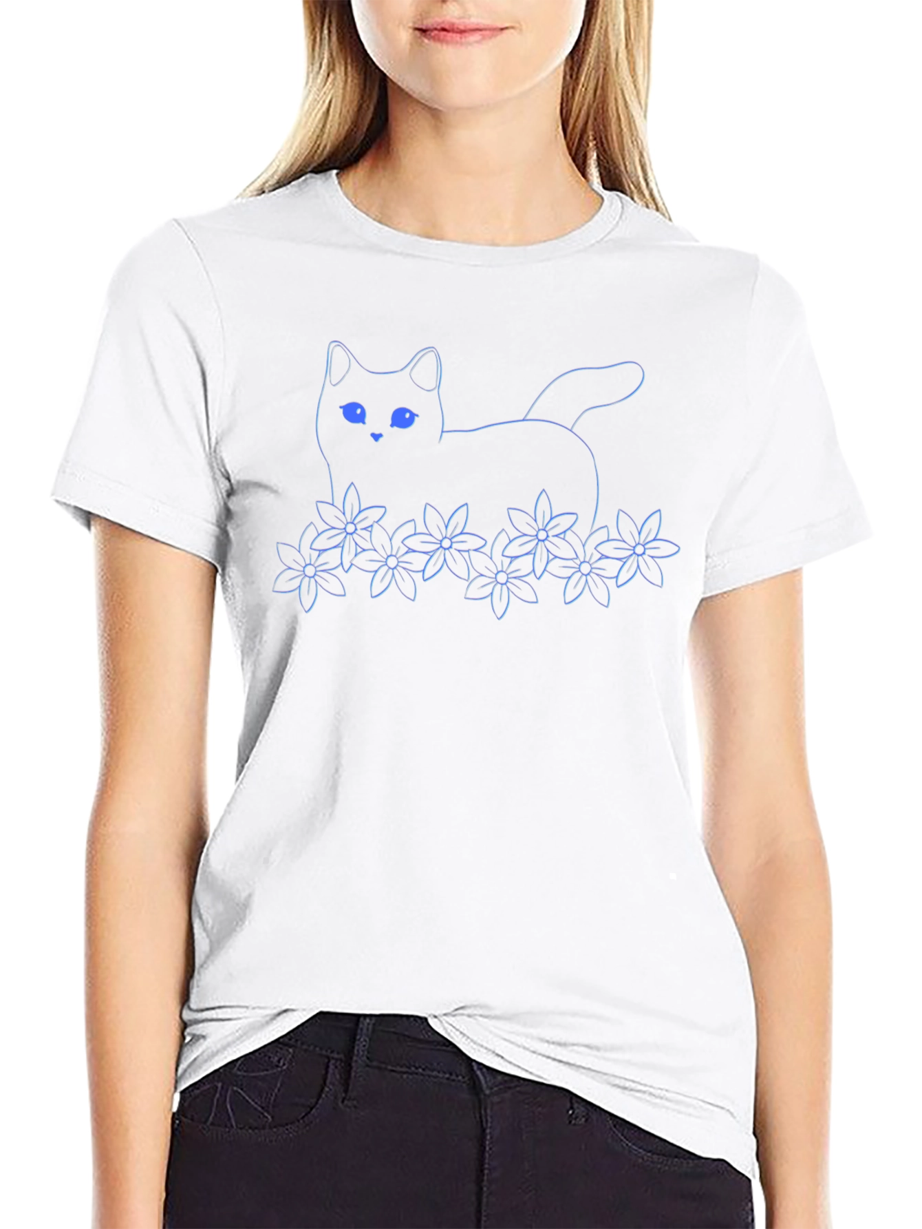 Black Cat Floral T-Shirt - Mens Graphic Tee