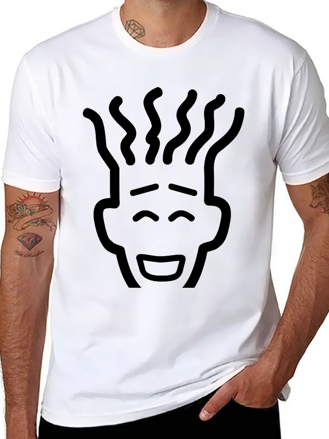 Abstract Face Black Graphic Tee