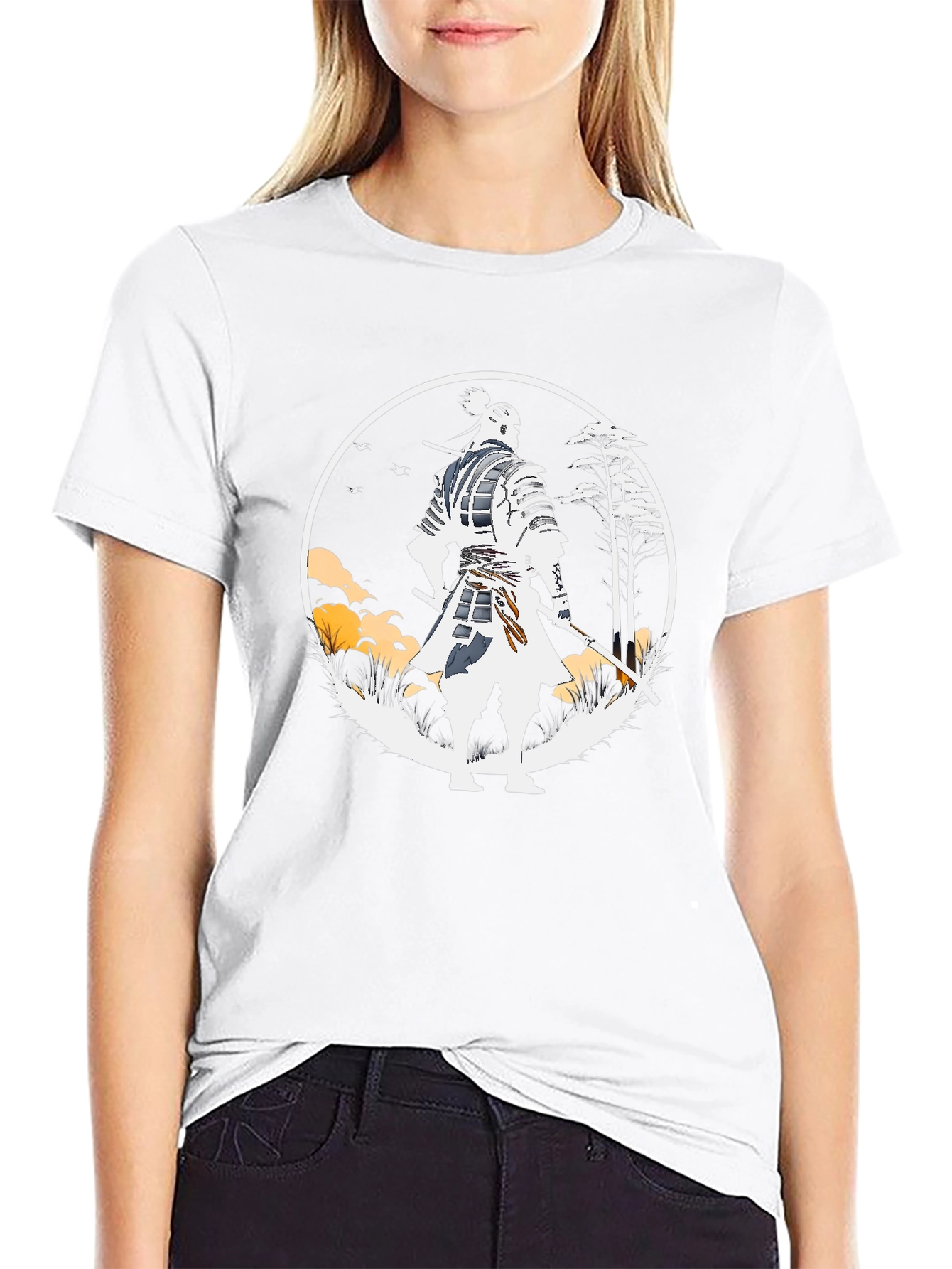 Samurai Graphic Print Black T-Shirt