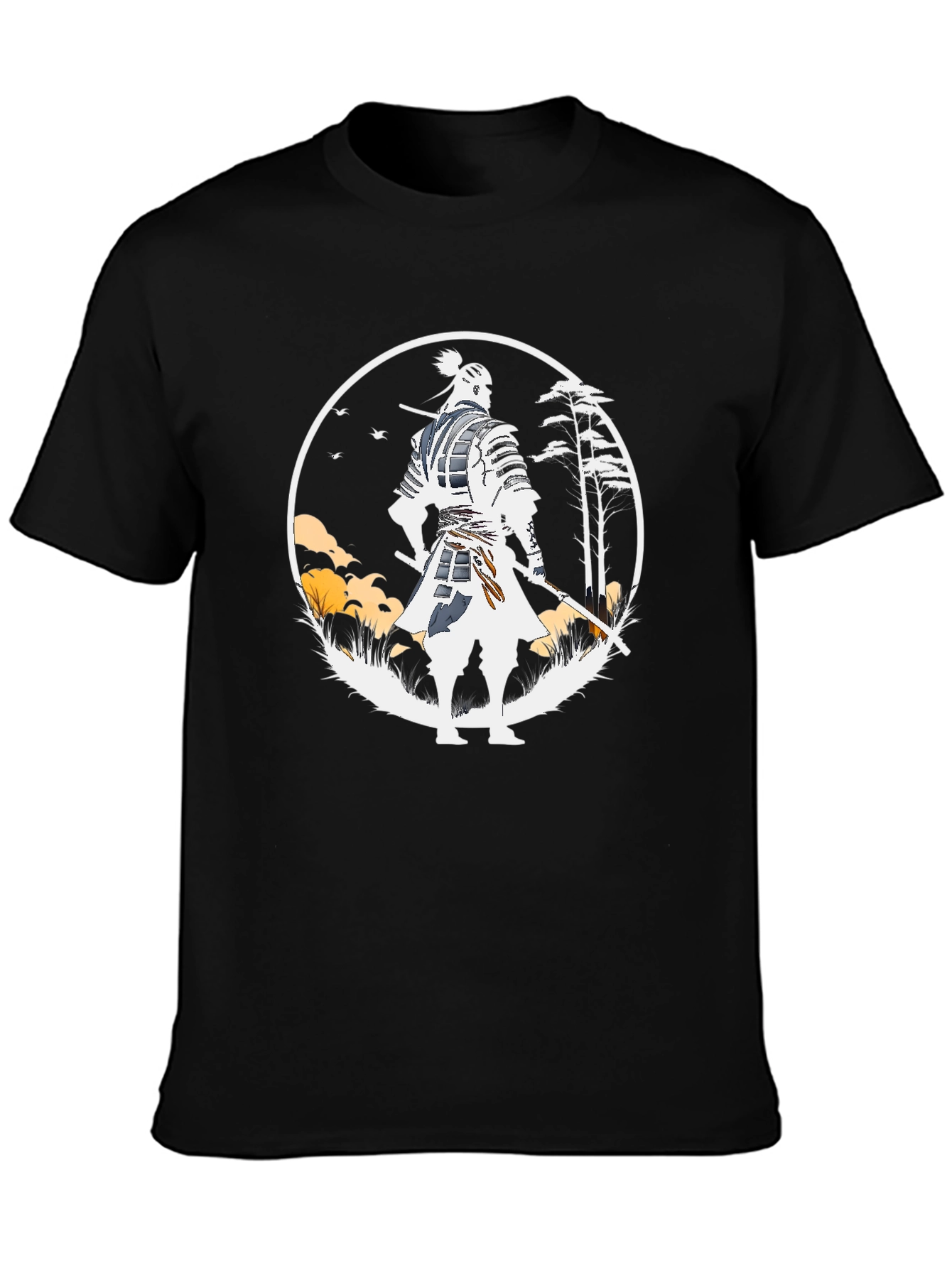 Samurai Graphic Print Black T-Shirt
