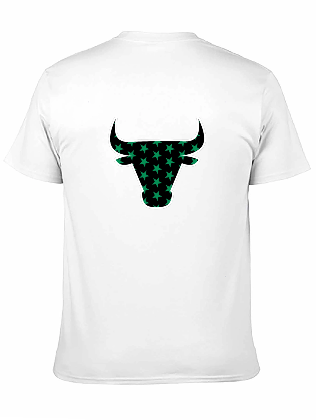Black T-Shirt with Bull Head Star Design