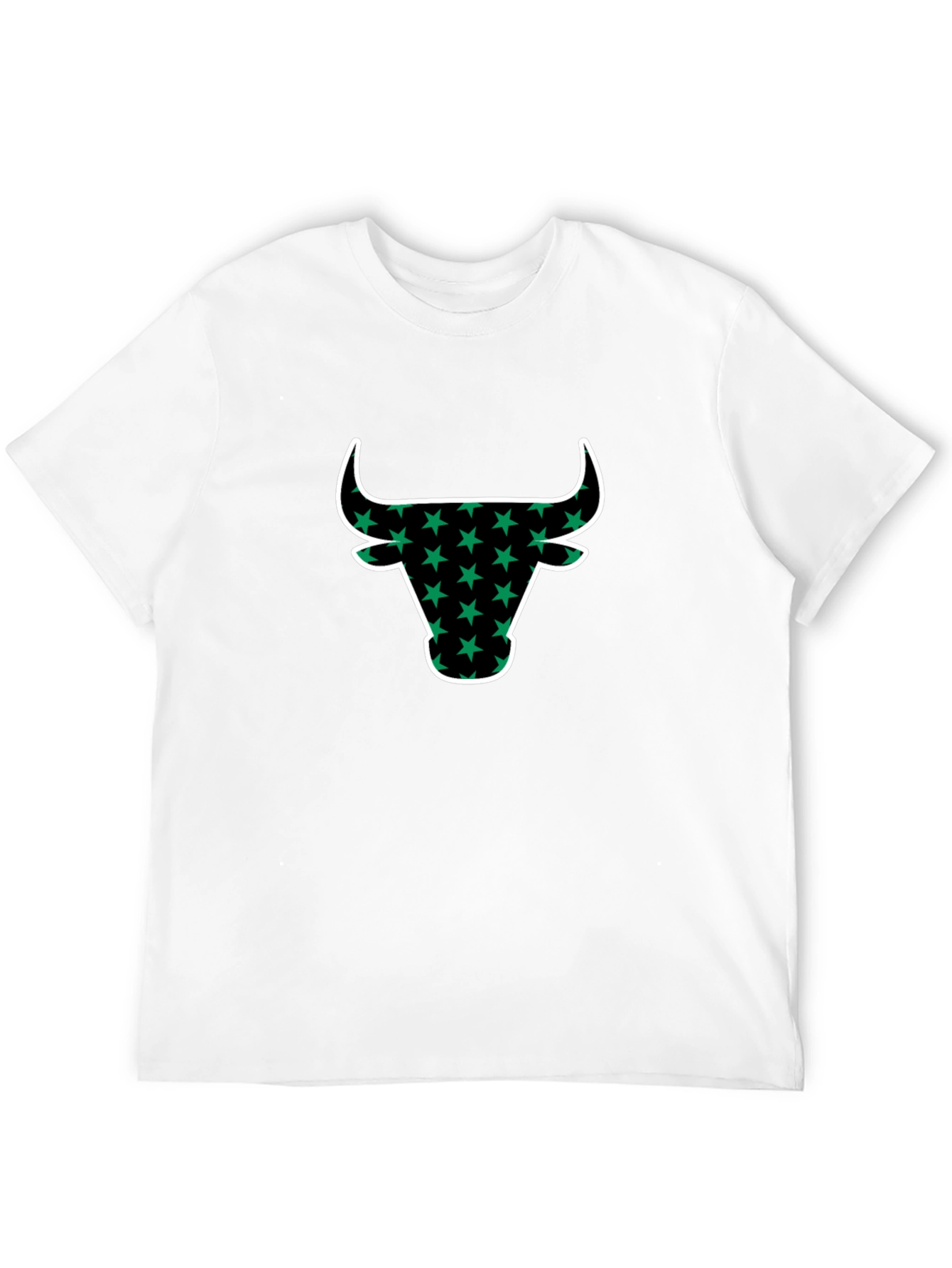 Black T-Shirt with Bull Head Star Design