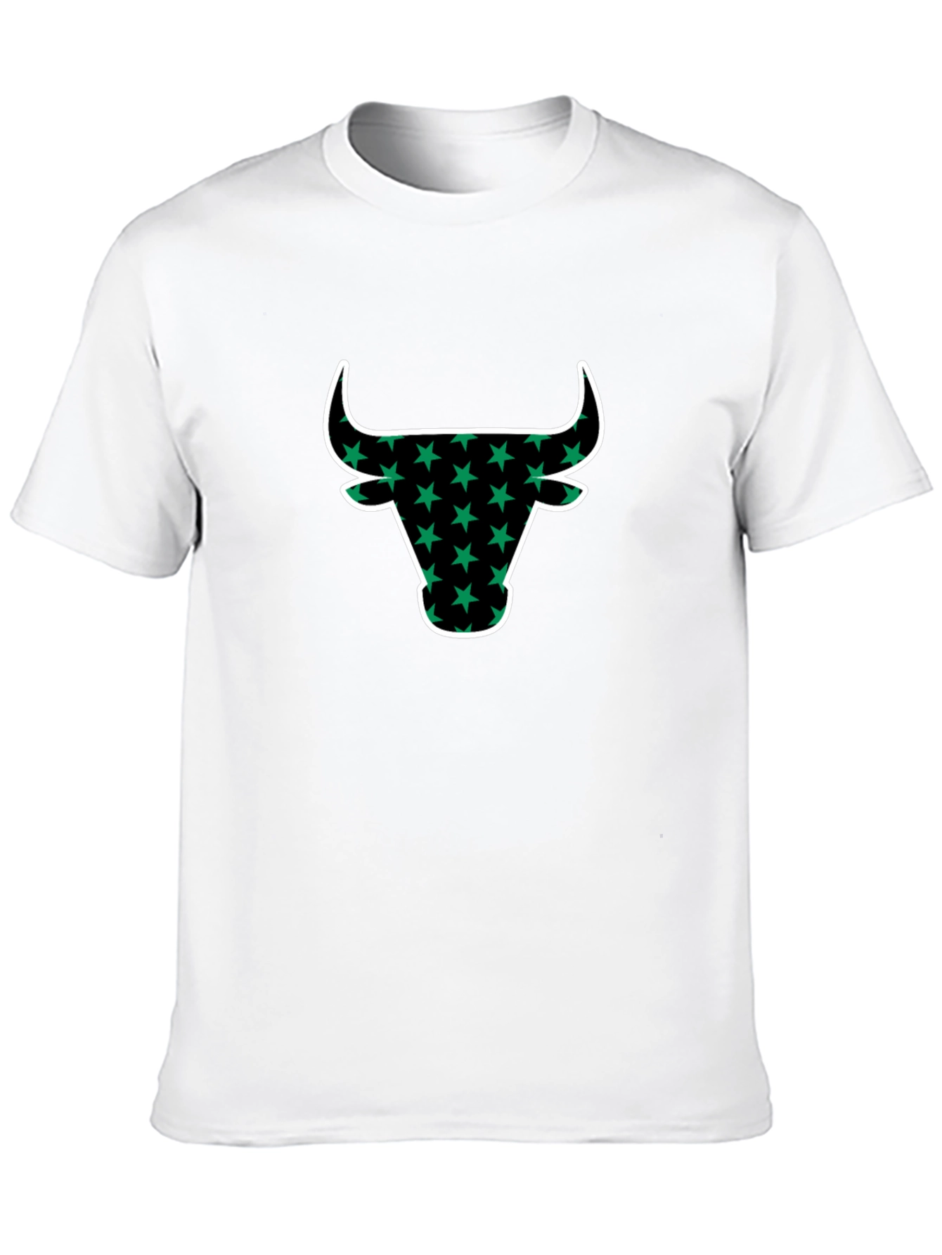 Black T-Shirt with Bull Head Star Design