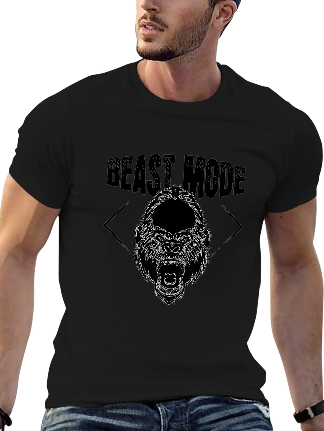 Beast Mode Gorilla Graphic T-Shirt - Black