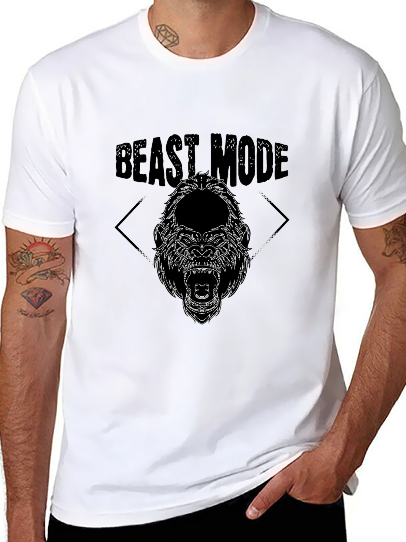 Beast Mode Gorilla Graphic T-Shirt - Black