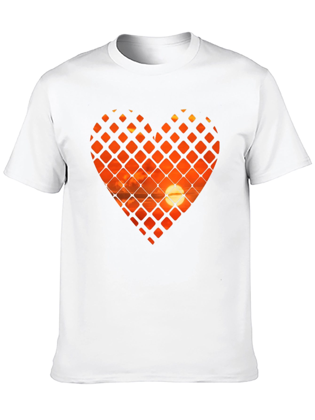 Sunset Heart Graphic T-Shirt - Stylish Crew Neck Tee
