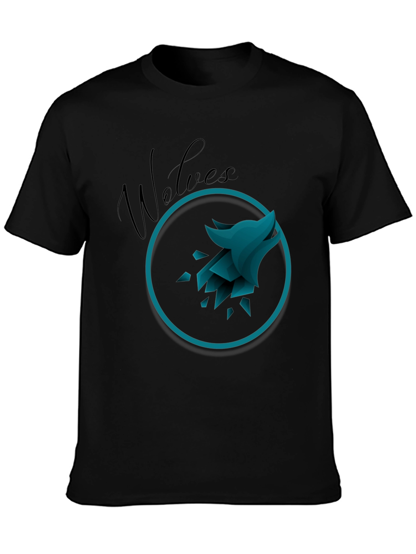 Mens Black Wolves Graphic T-Shirt