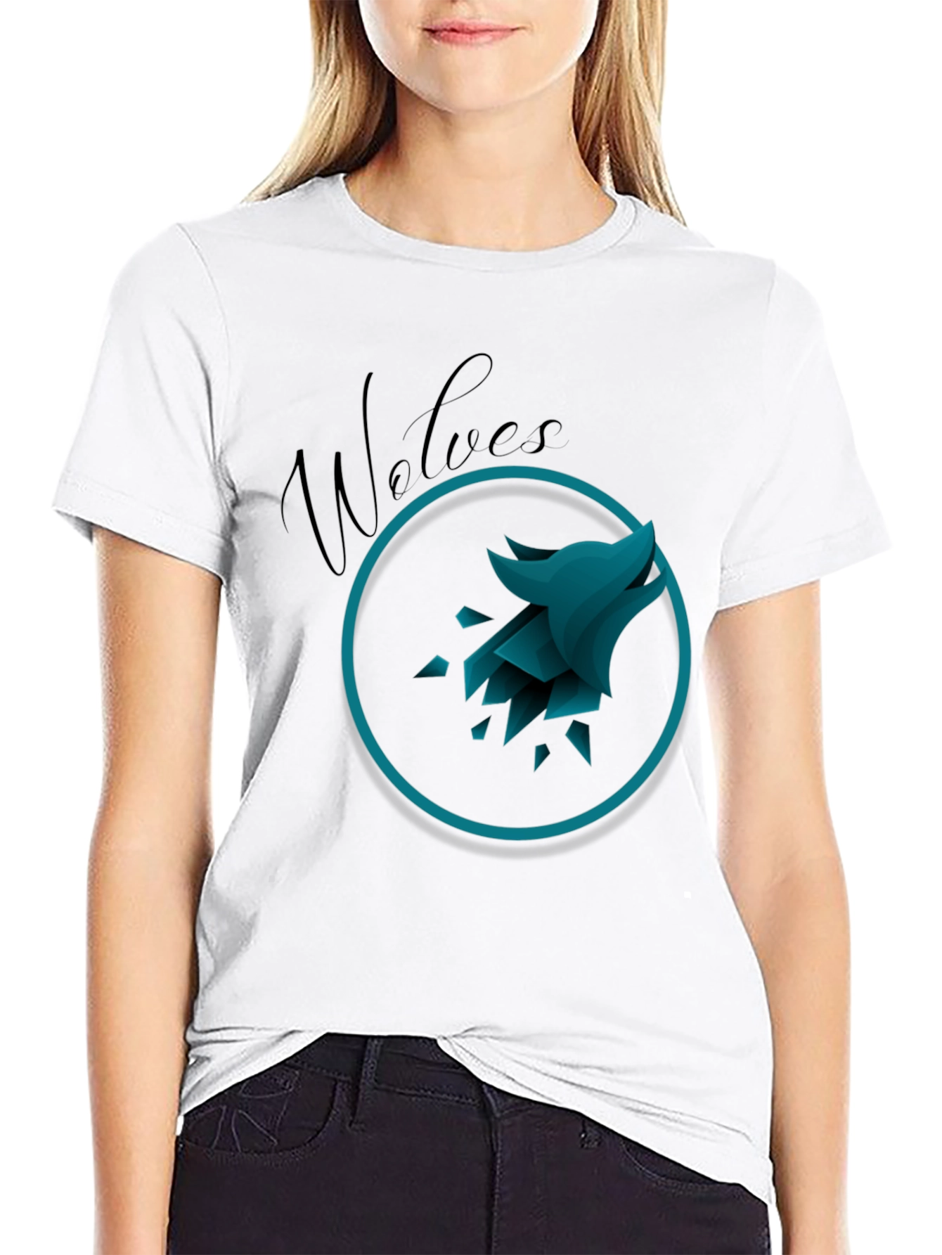 Mens Black Wolves Graphic T-Shirt
