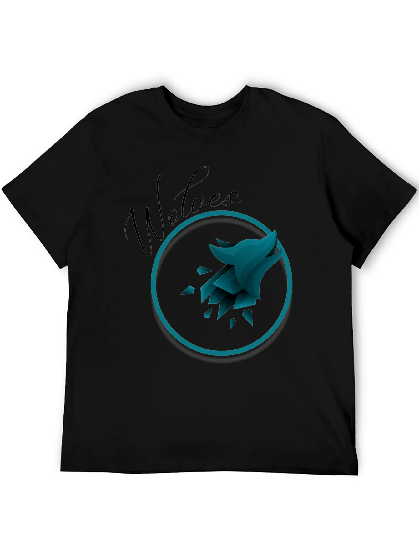 Mens Black Wolves Graphic T-Shirt