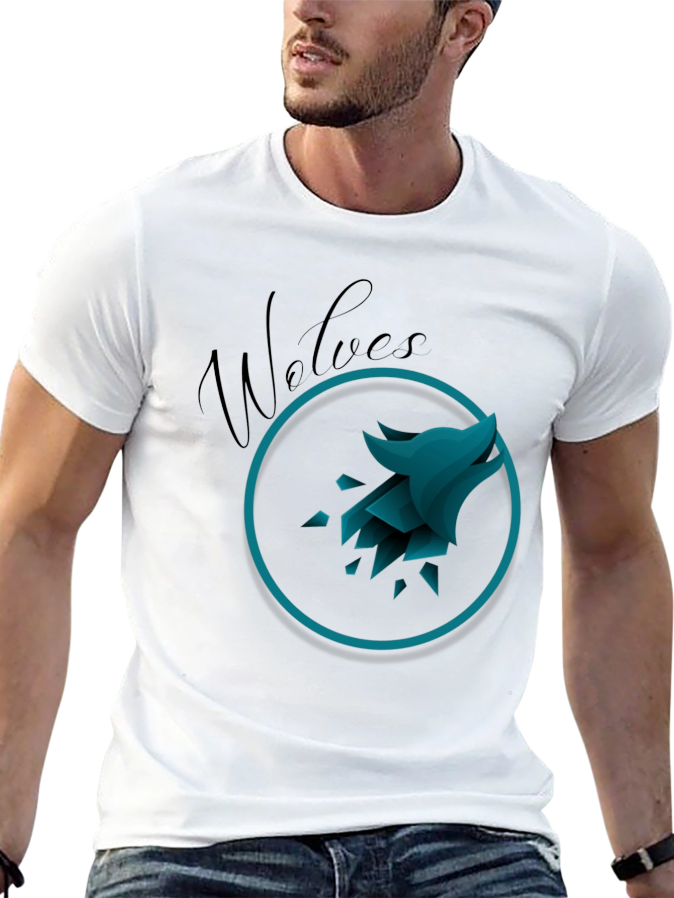 Mens Black Wolves Graphic T-Shirt