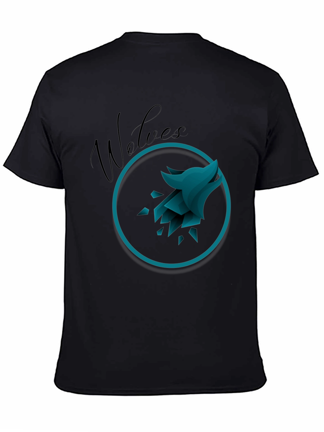 Mens Black Wolves Graphic T-Shirt