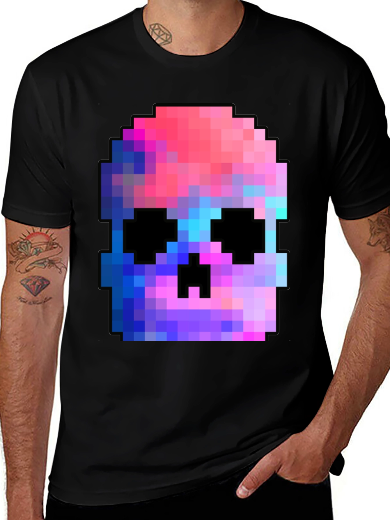 Pixel Skull T-Shirt - Black Graphic Tee