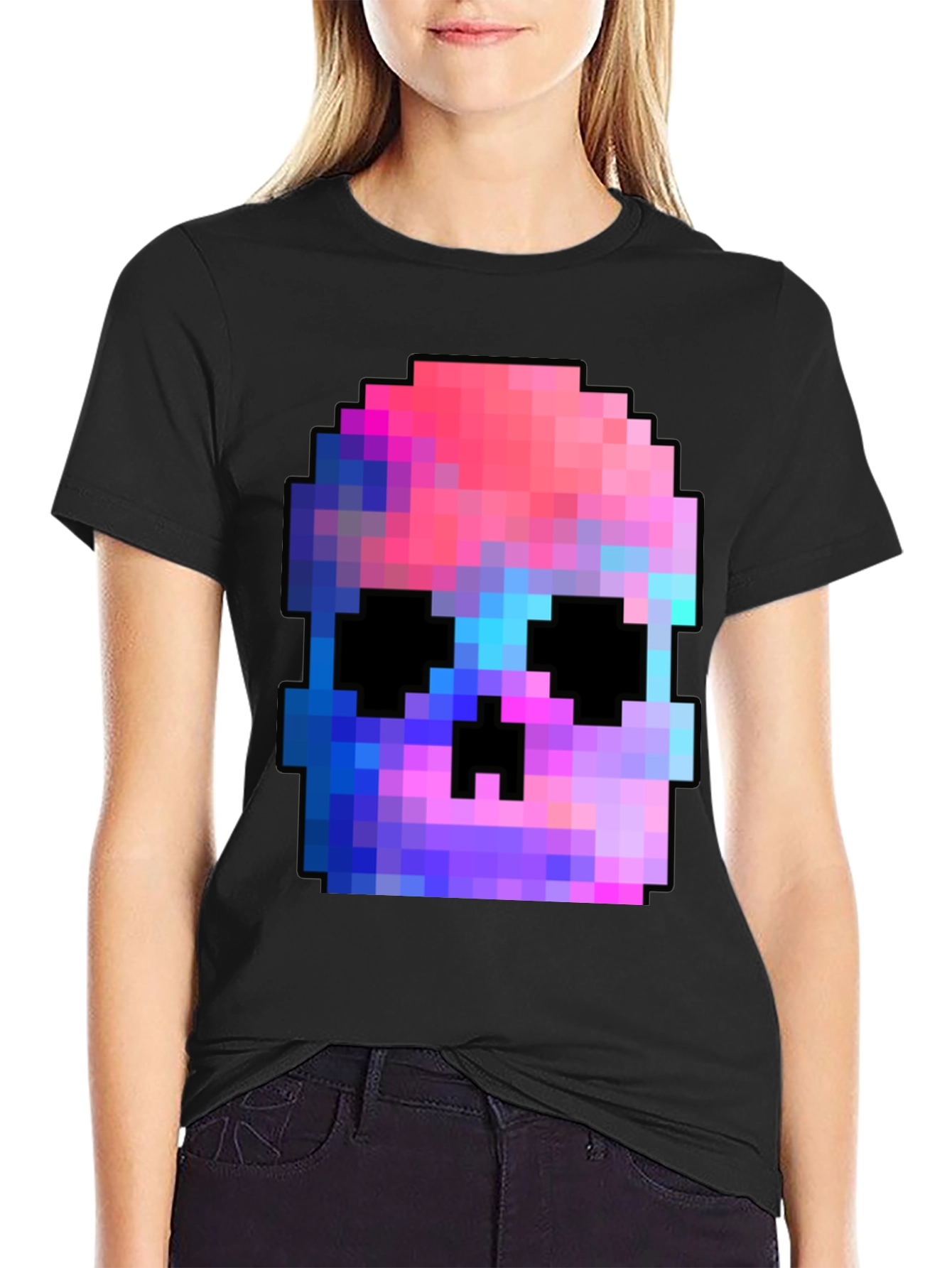 Pixel Skull T-Shirt - Black Graphic Tee