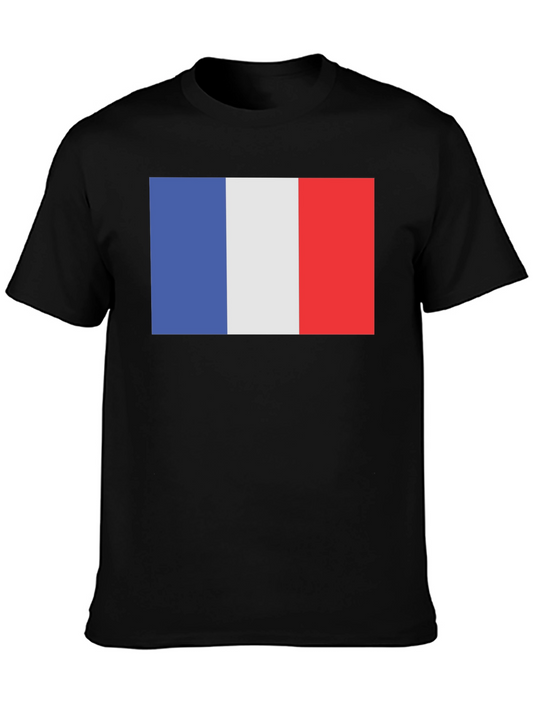 French Flag T-Shirt - Black Short Sleeve