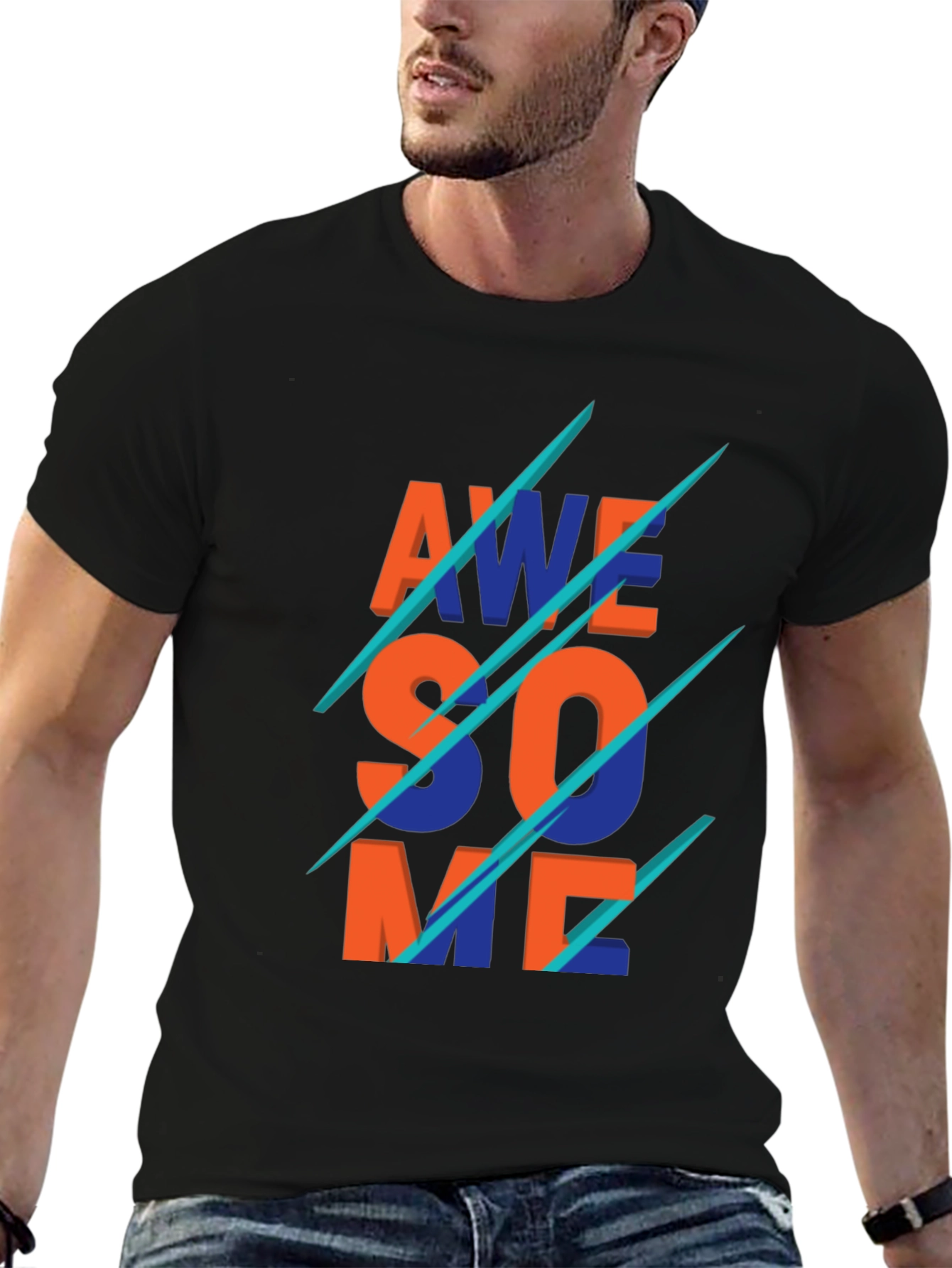Awesome Graphic Print Crew Neck T-Shirt