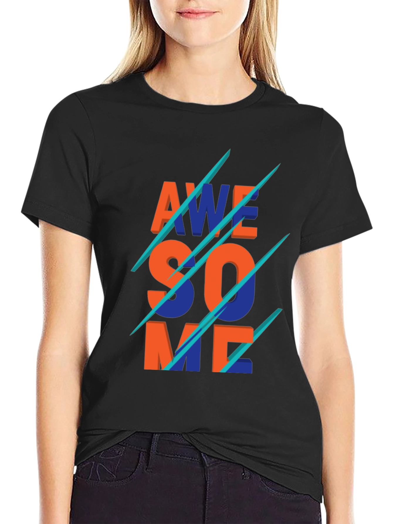 Awesome Graphic Print Crew Neck T-Shirt