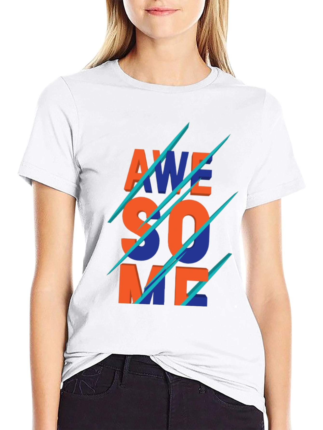 Awesome Graphic Print Crew Neck T-Shirt