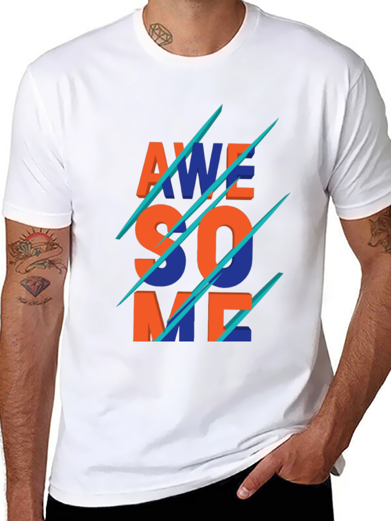 Awesome Graphic Print Crew Neck T-Shirt