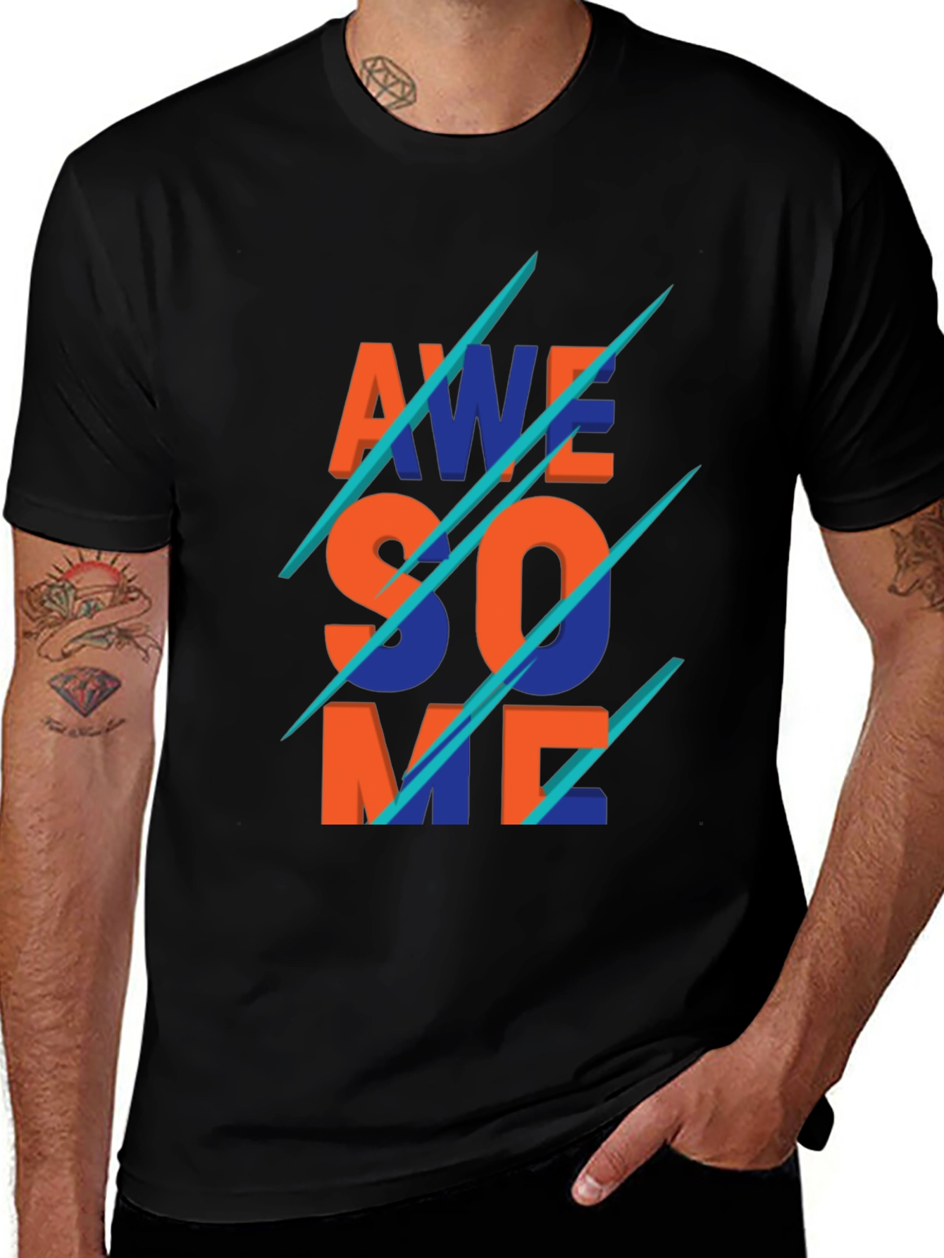 Awesome Graphic Print Crew Neck T-Shirt