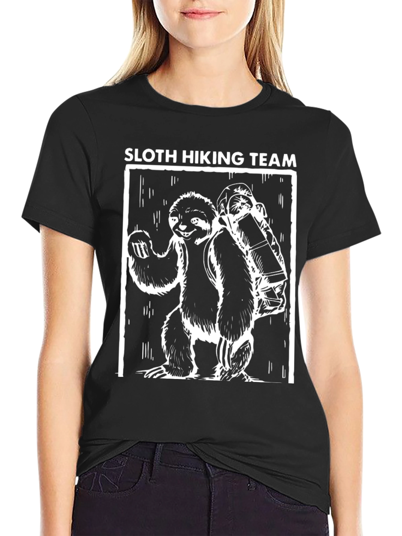 Sloth Hiking Team Graphic T-Shirt