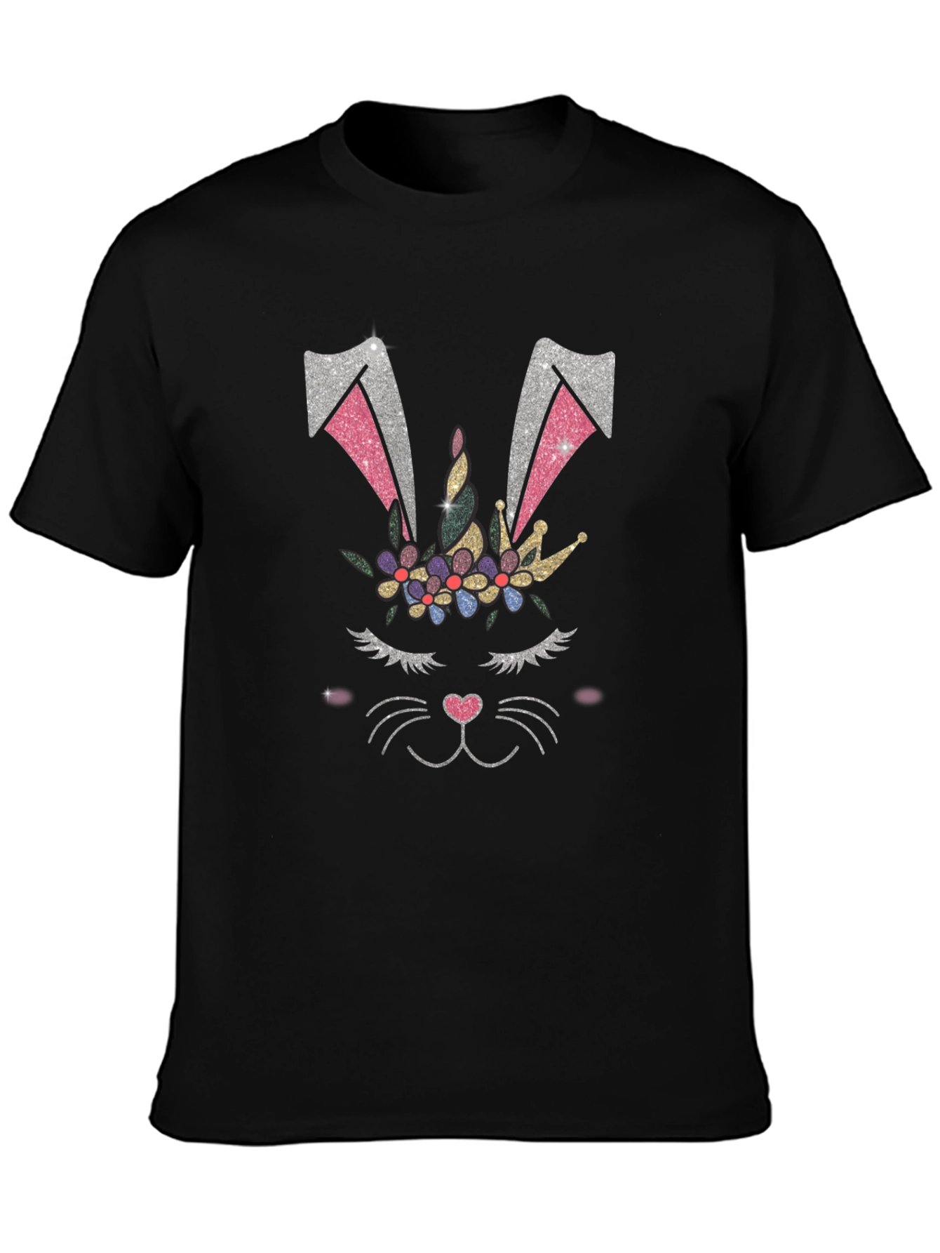 Bunny Unicorn Graphic Tee - Black