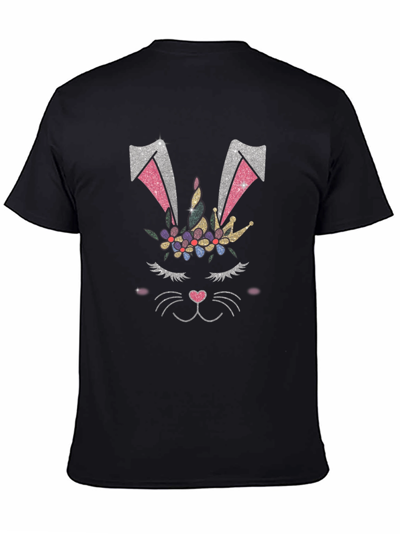 Bunny Unicorn Graphic Tee - Black