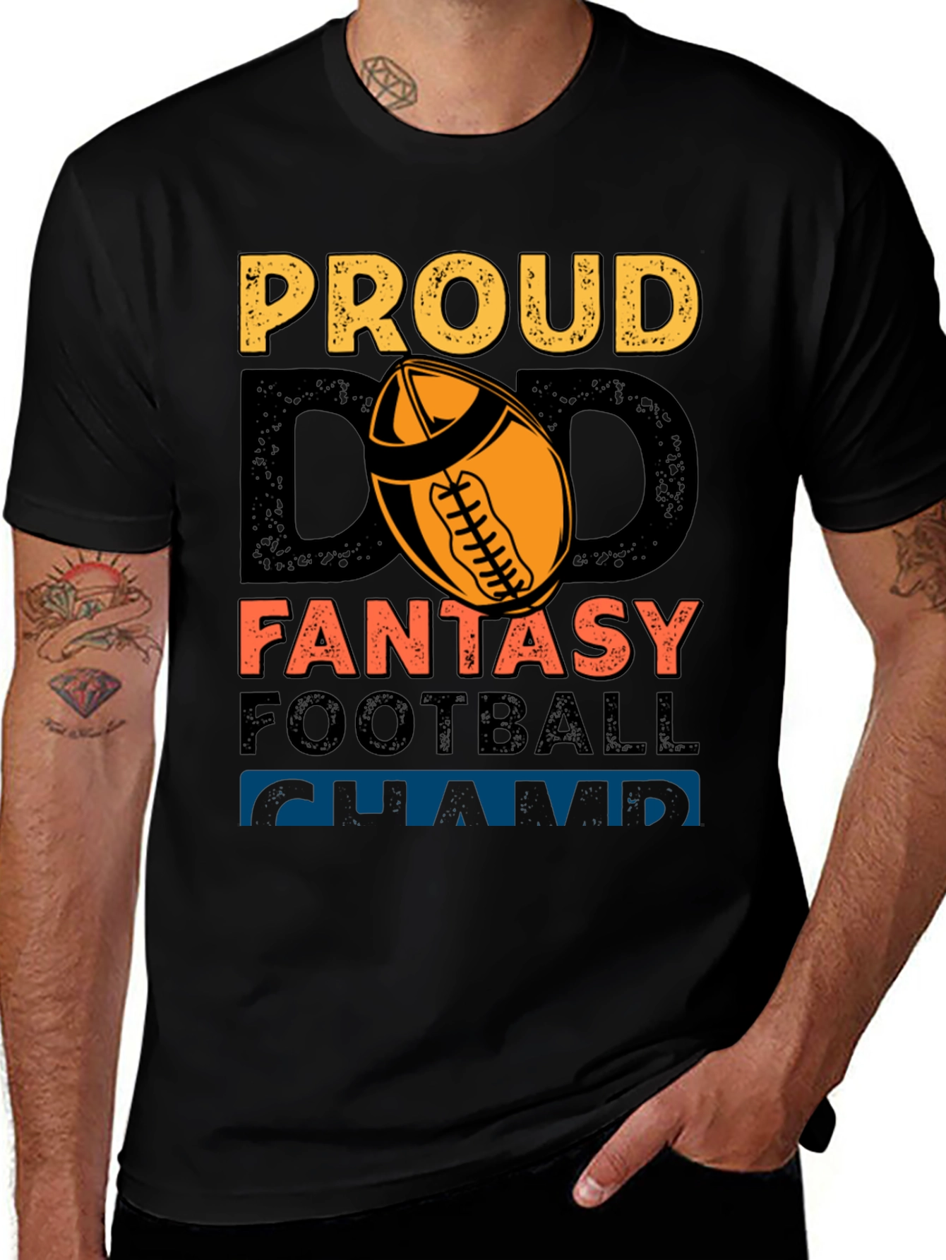 Proud Dad Fantasy Football Champ Graphic Tee