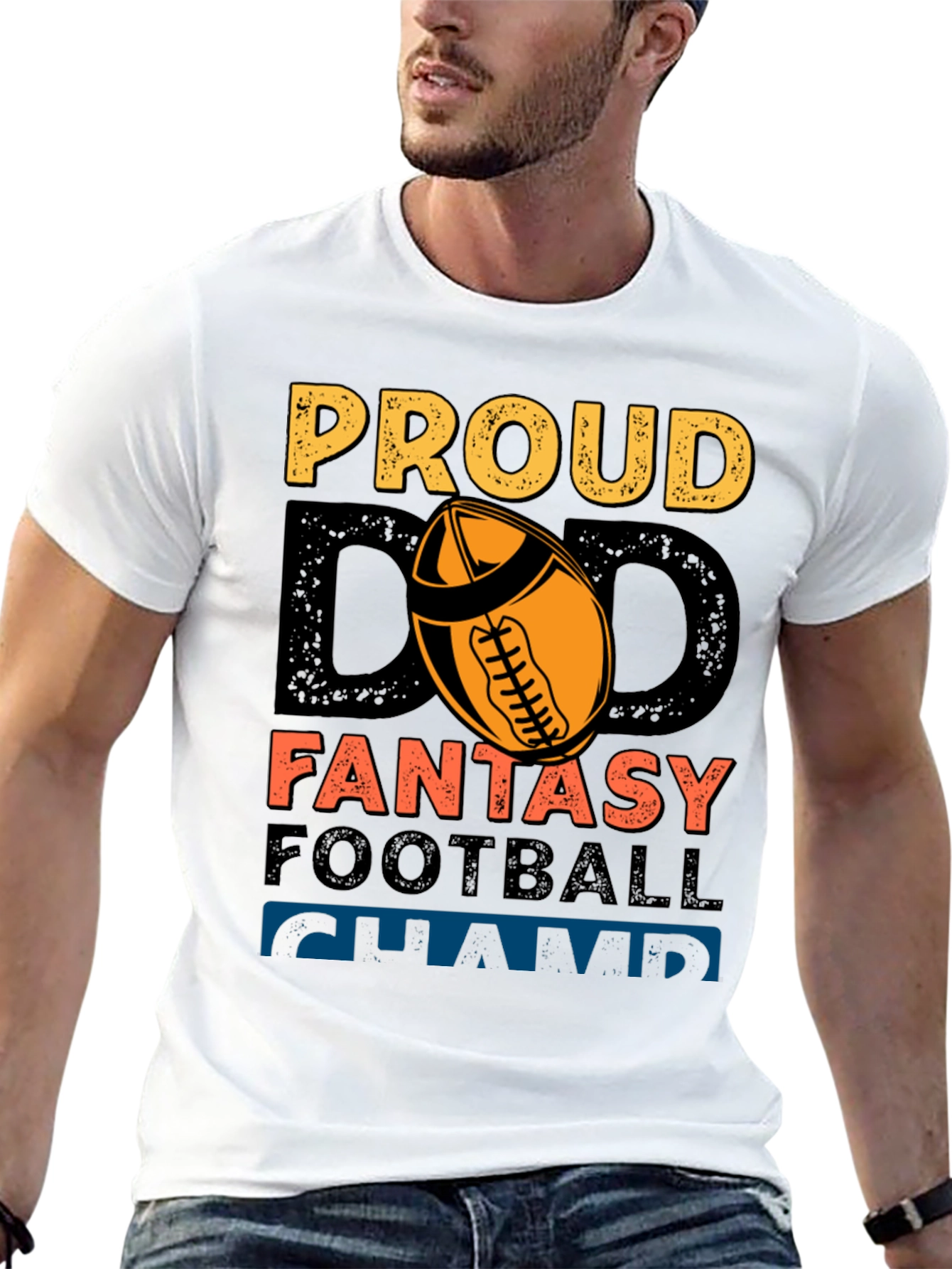 Proud Dad Fantasy Football Champ Graphic Tee