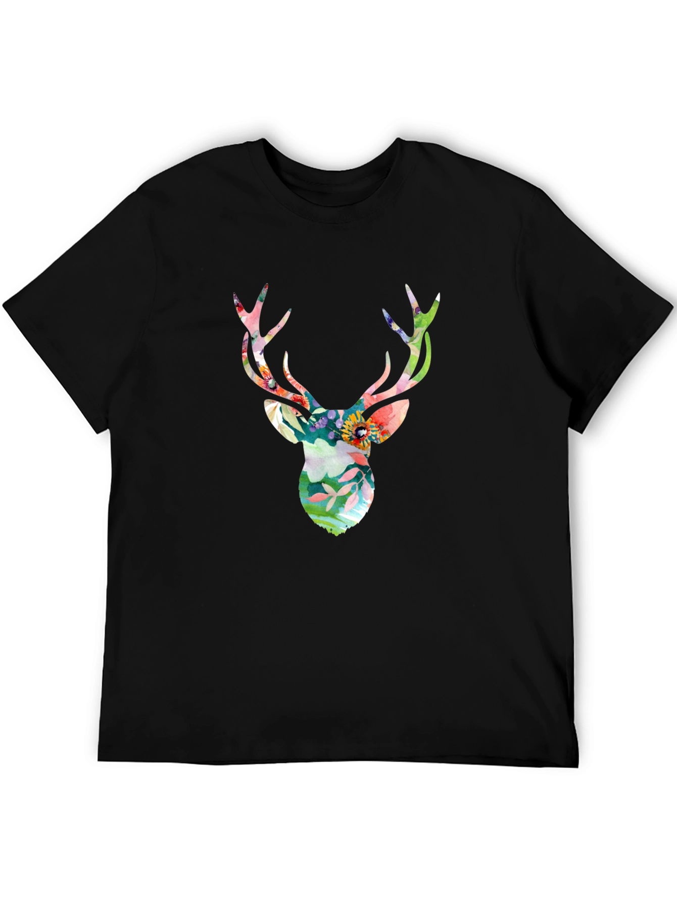 Floral Deer Head Graphic Tee