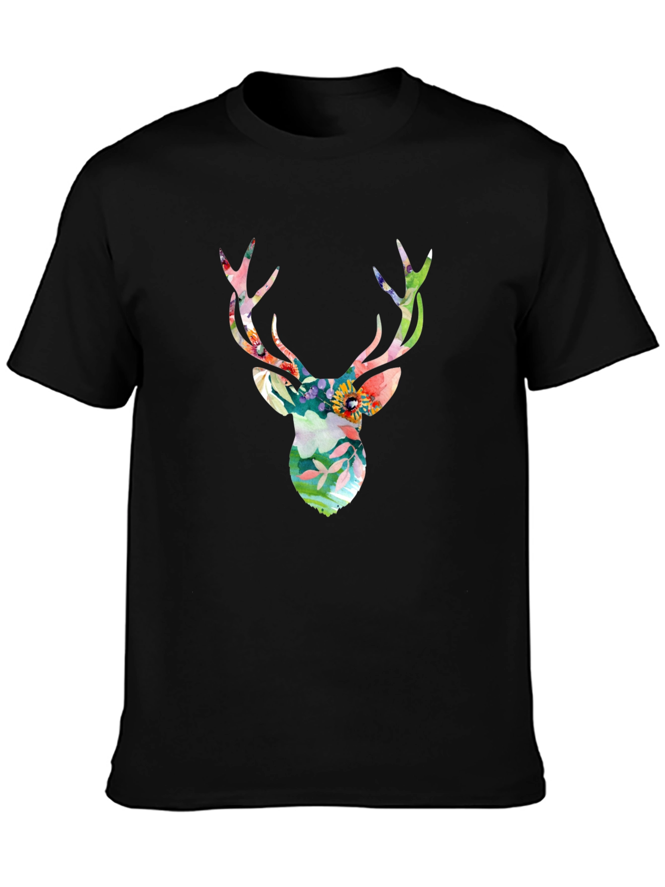 Floral Deer Head Graphic Tee