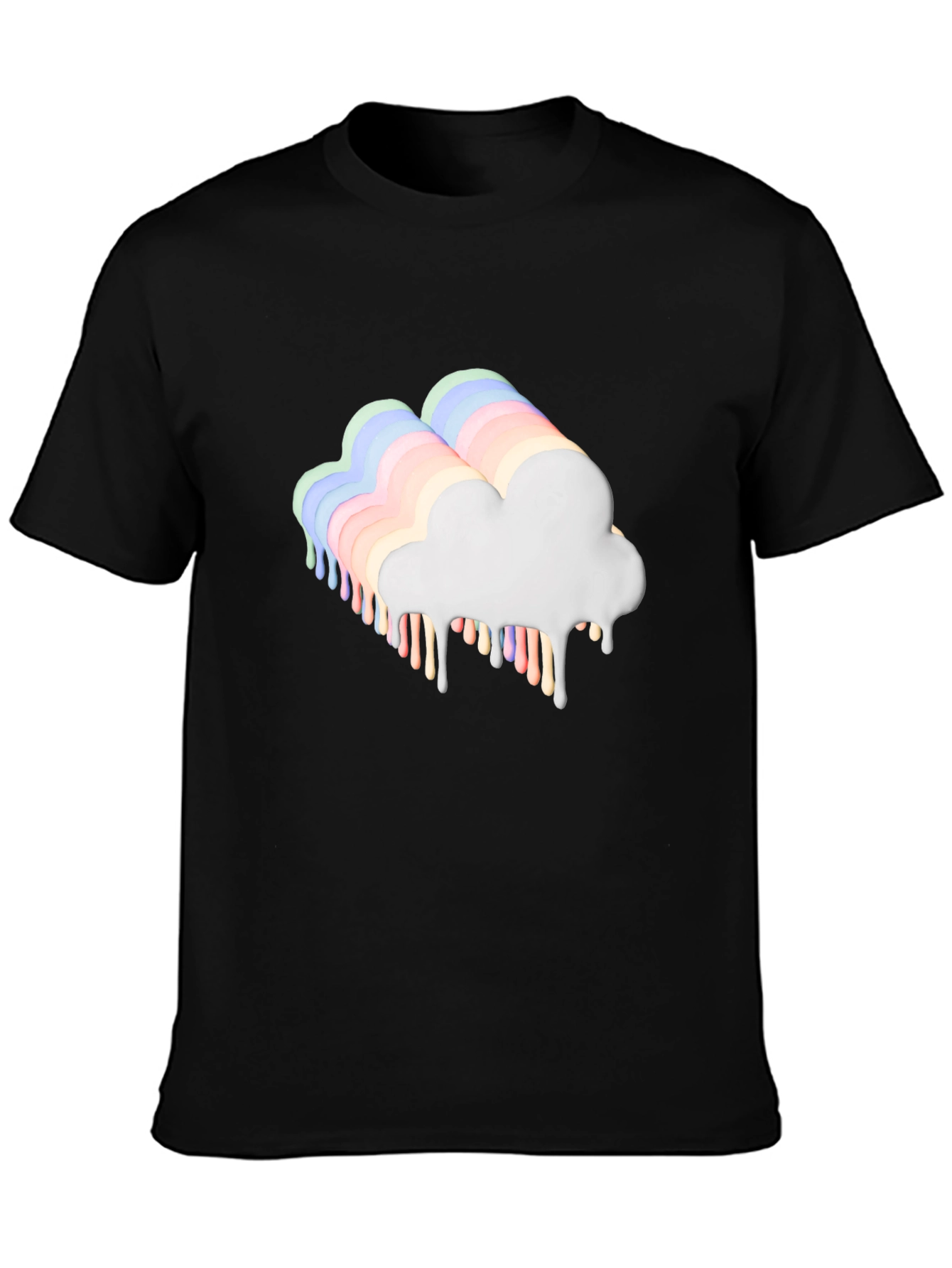 Dripping Rainbow Cloud Graphic Tee - Black