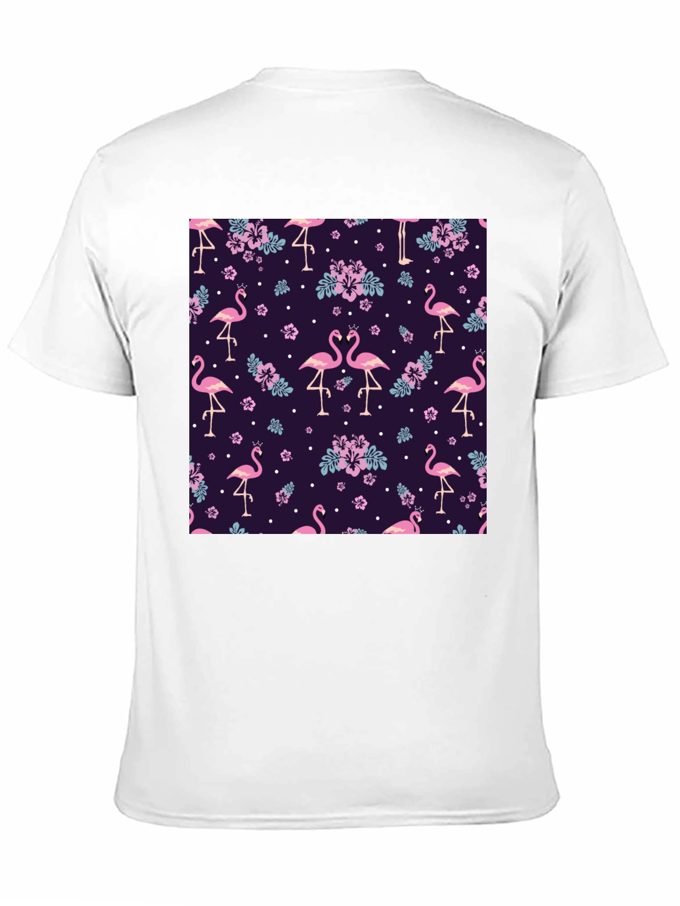 Flamingo Floral Print Black T-Shirt