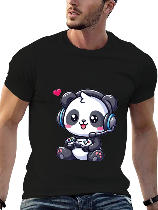 Gamer Panda T-Shirt - Cute Gaming Design